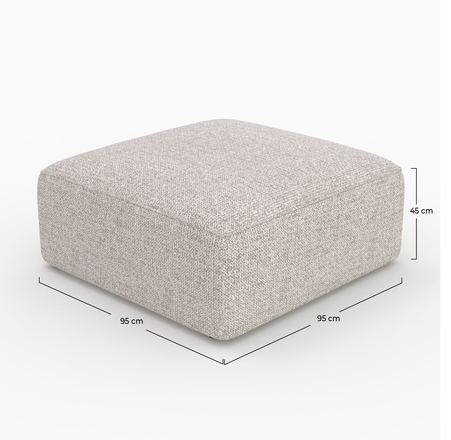 Pouf Hestia quadrato per divano modulare in tessuto beige