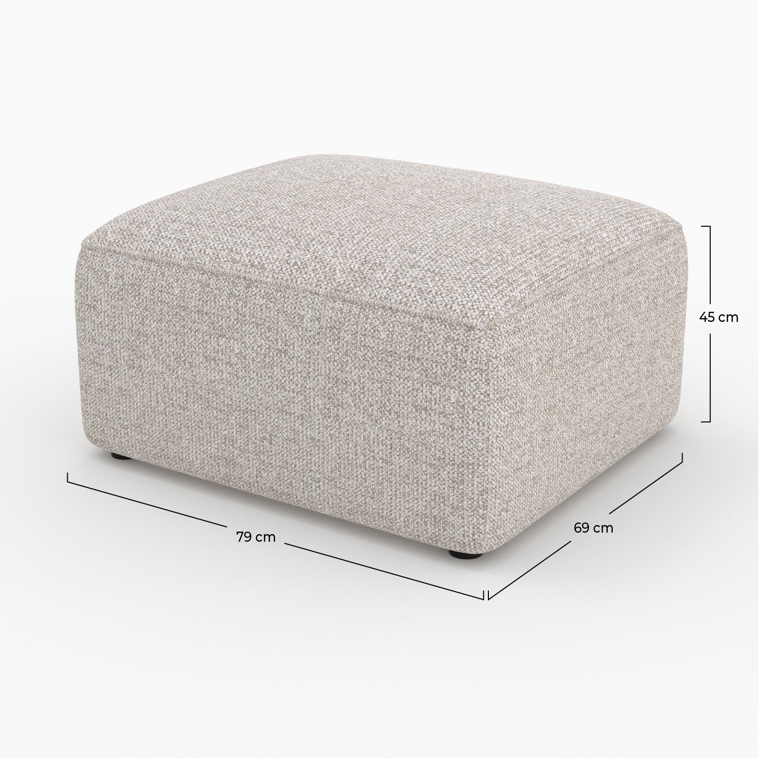 Pouf Hestia rettangolare per divano modulare in tessuto beige