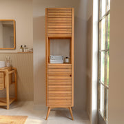 colonne de salle de bain auguste en bois de teck avec niche et rangement