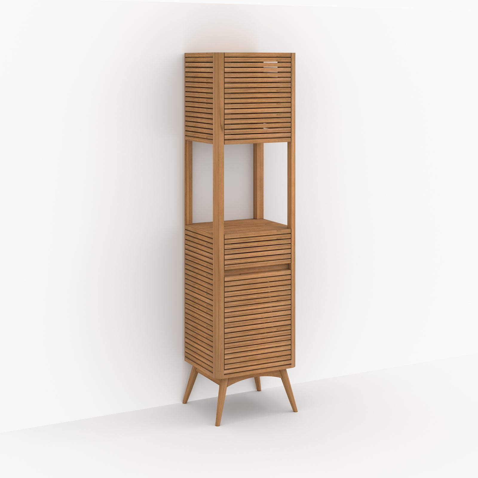 colonne de salle de bain en bois teck auguste