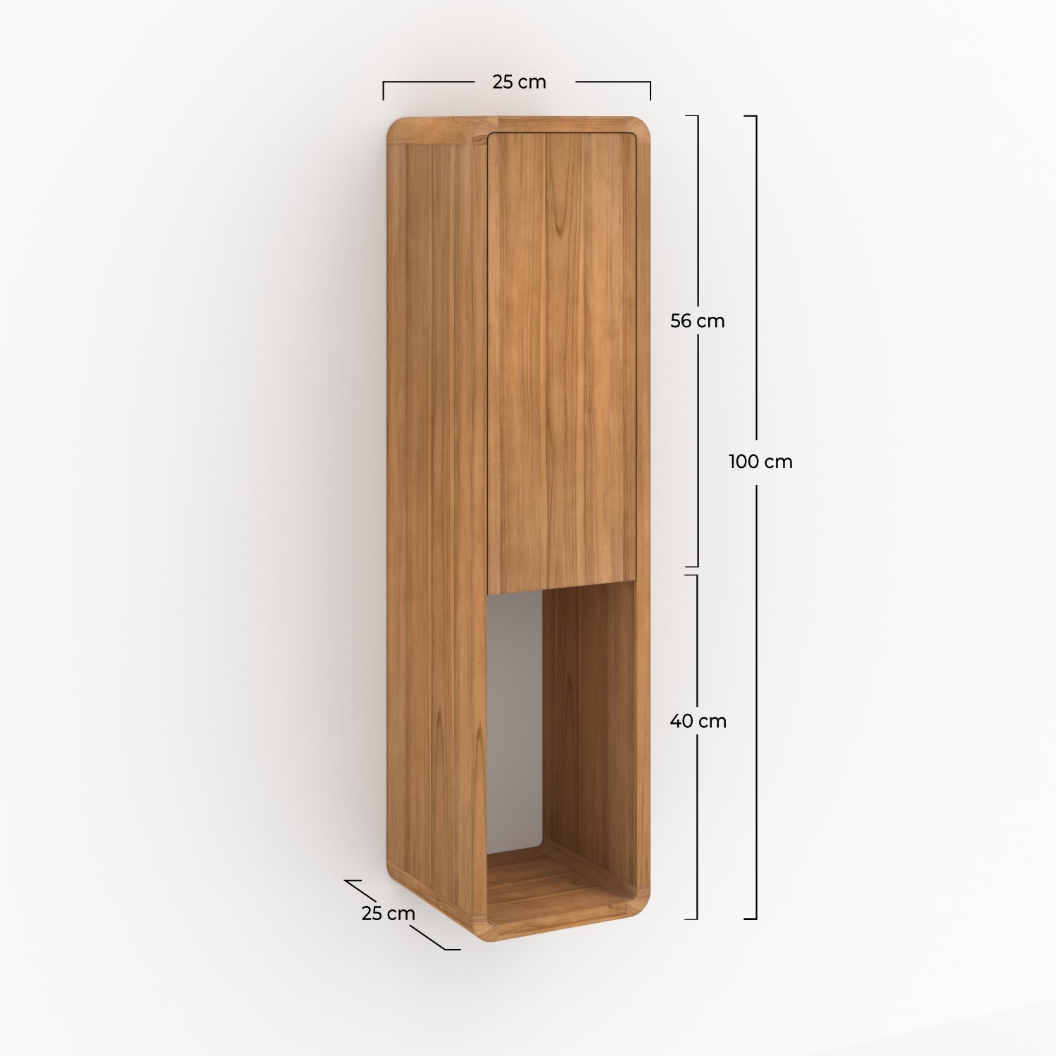 colonne suspendue de salle de bain kafa en bois de teck rangement_1