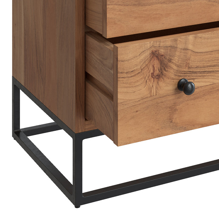 commode alabama en bois clair et metal 3 tiroirs