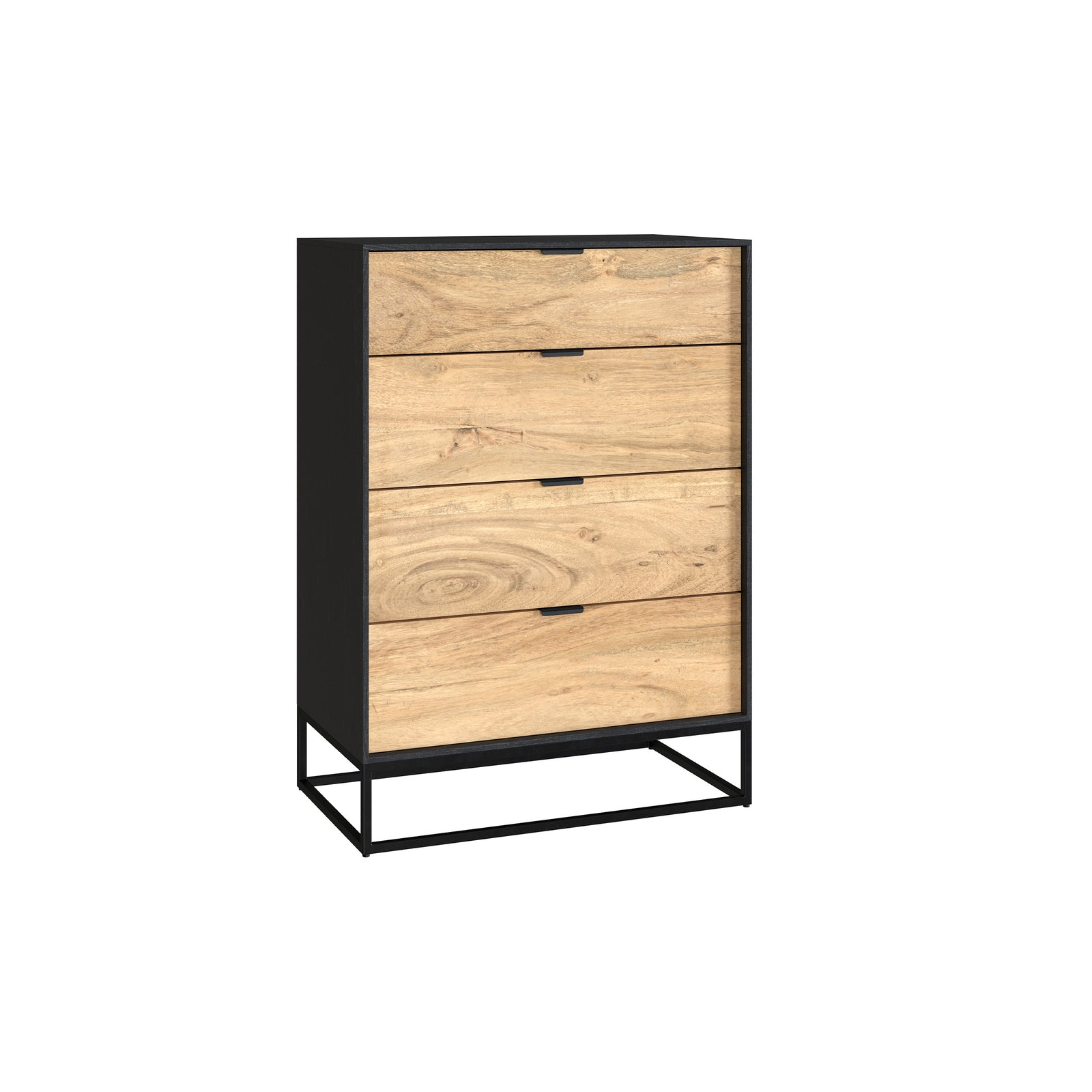 commode jakson 4 tiroirs en bois d_acacia et pieds metal noir