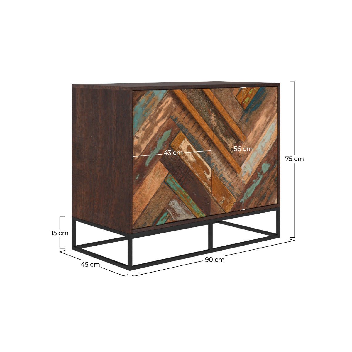 commode krabi en bois d acacia et bois recycle 2 portes