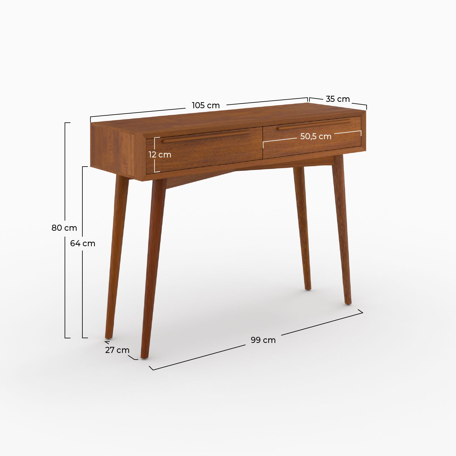 console 2 tiroirs en teck massif waya rdv deco