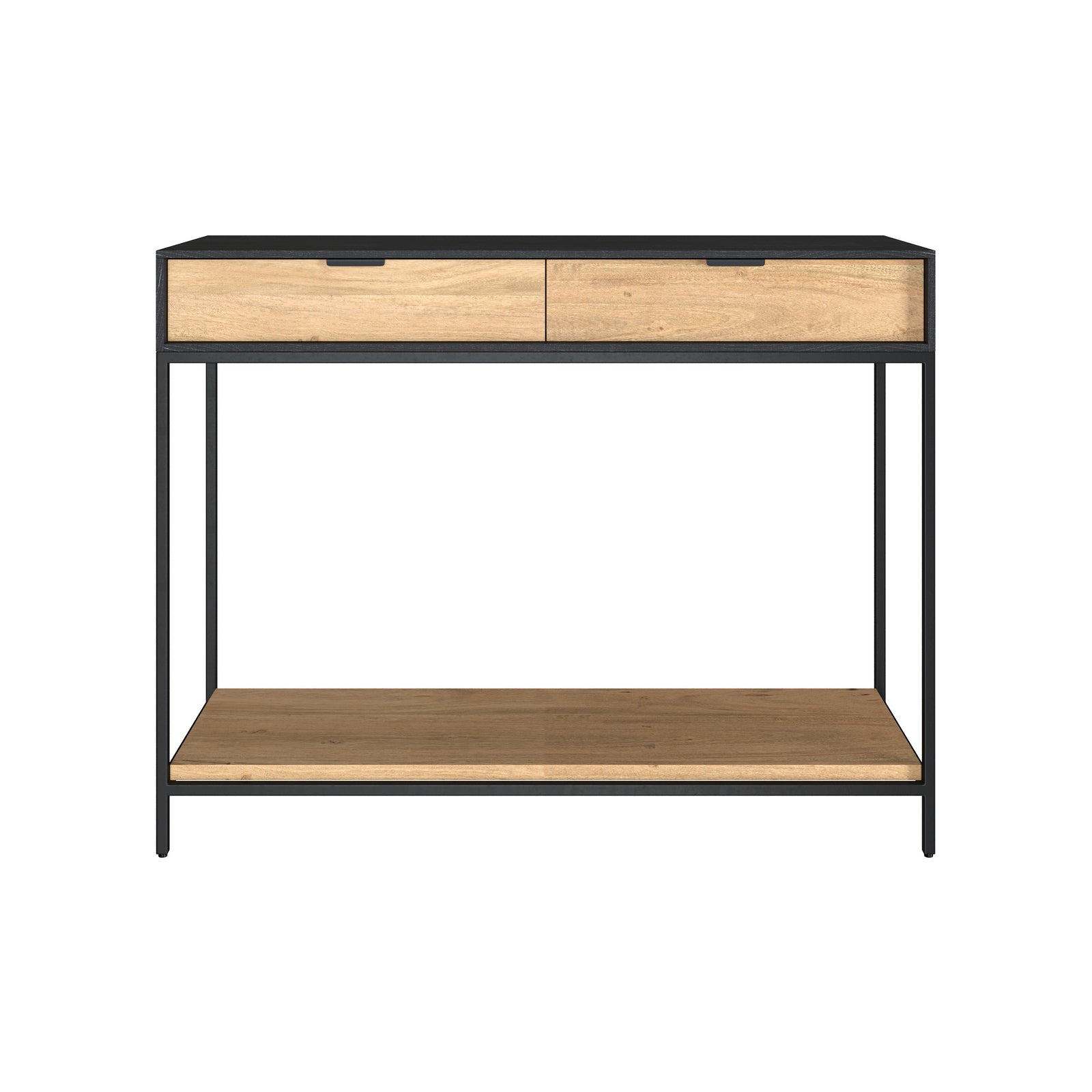 console en bois acacia pieds en metal noir