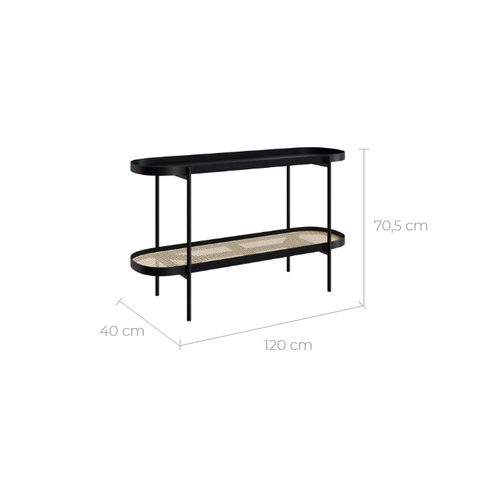 console peint en noir en bois de mindi