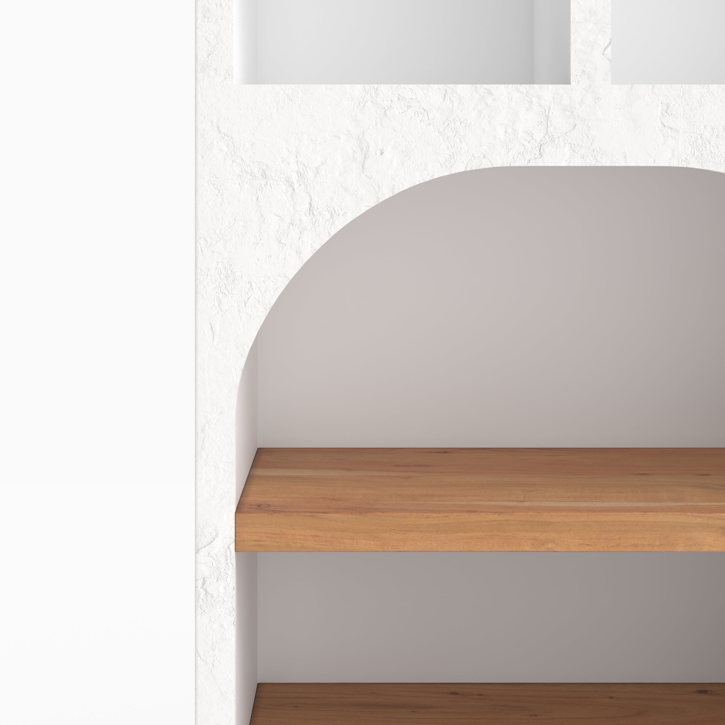 Biblioteca Fira de yeso blanco roto y madera de acacia