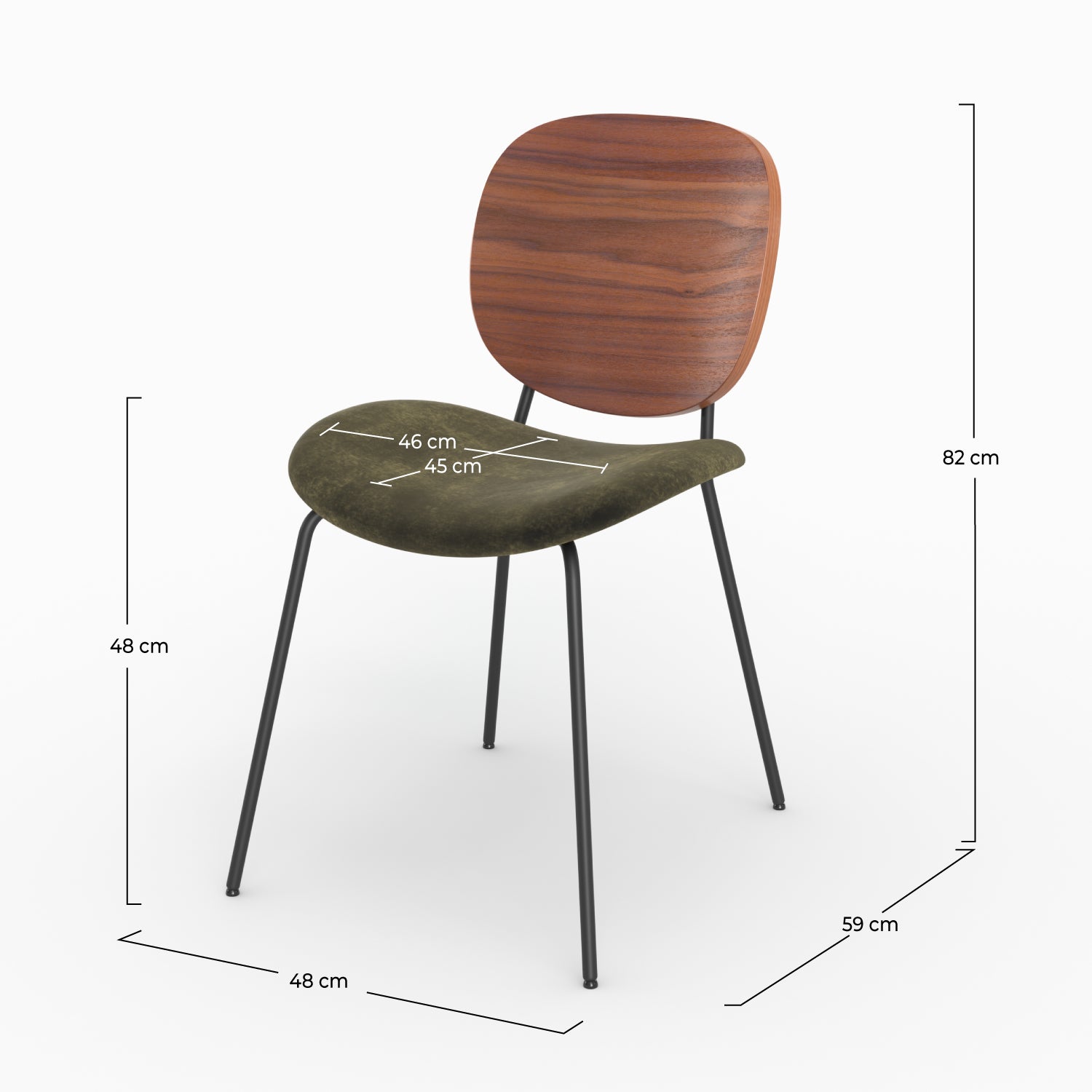 deux chaises simone velours kaki