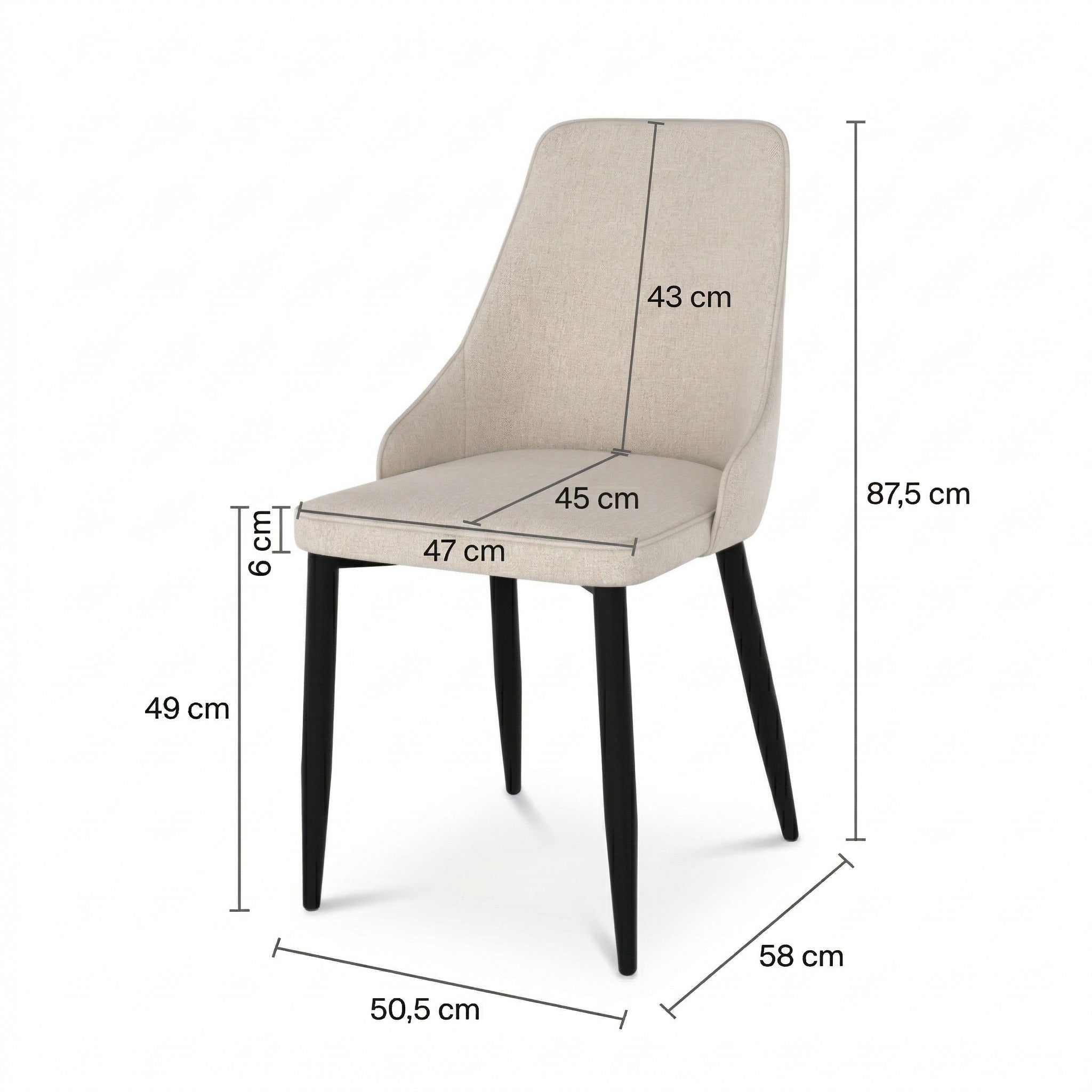 Chaise Pipo en tissu beige (lot de 2)