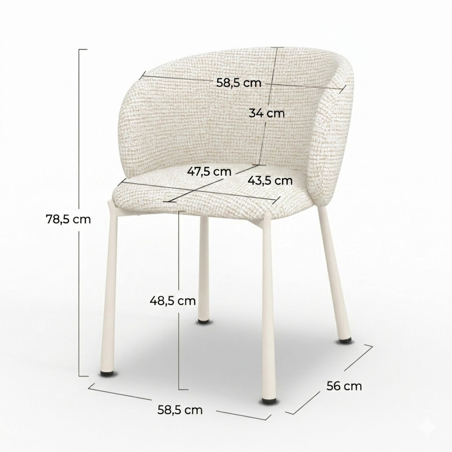 Chaise Danaë en tissu texturé écru chiné