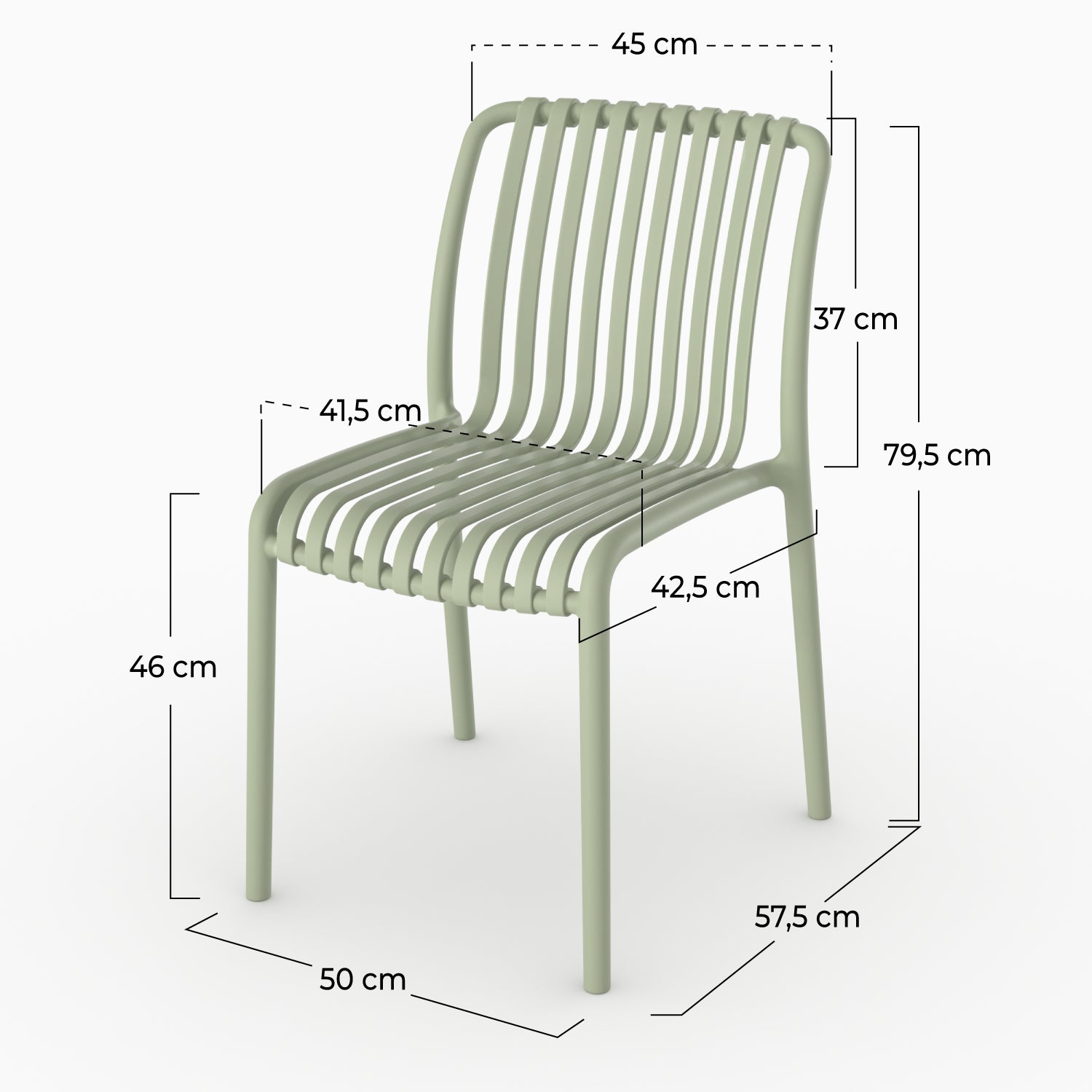 Lot de 2 chaises de jardin empilables Duli en plastique vert pastel