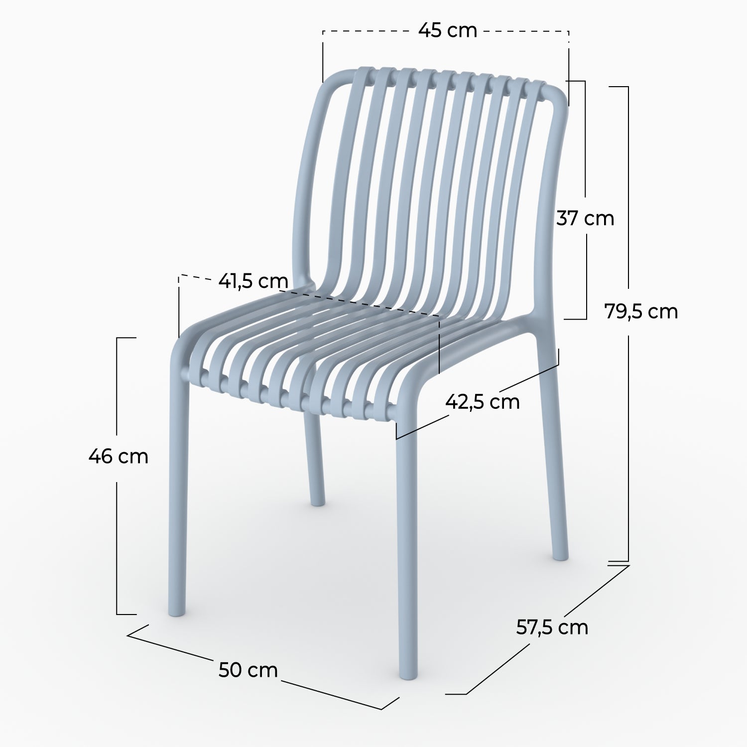 Lot de 2 chaises de jardin empilables Duli en plastique bleu pastel