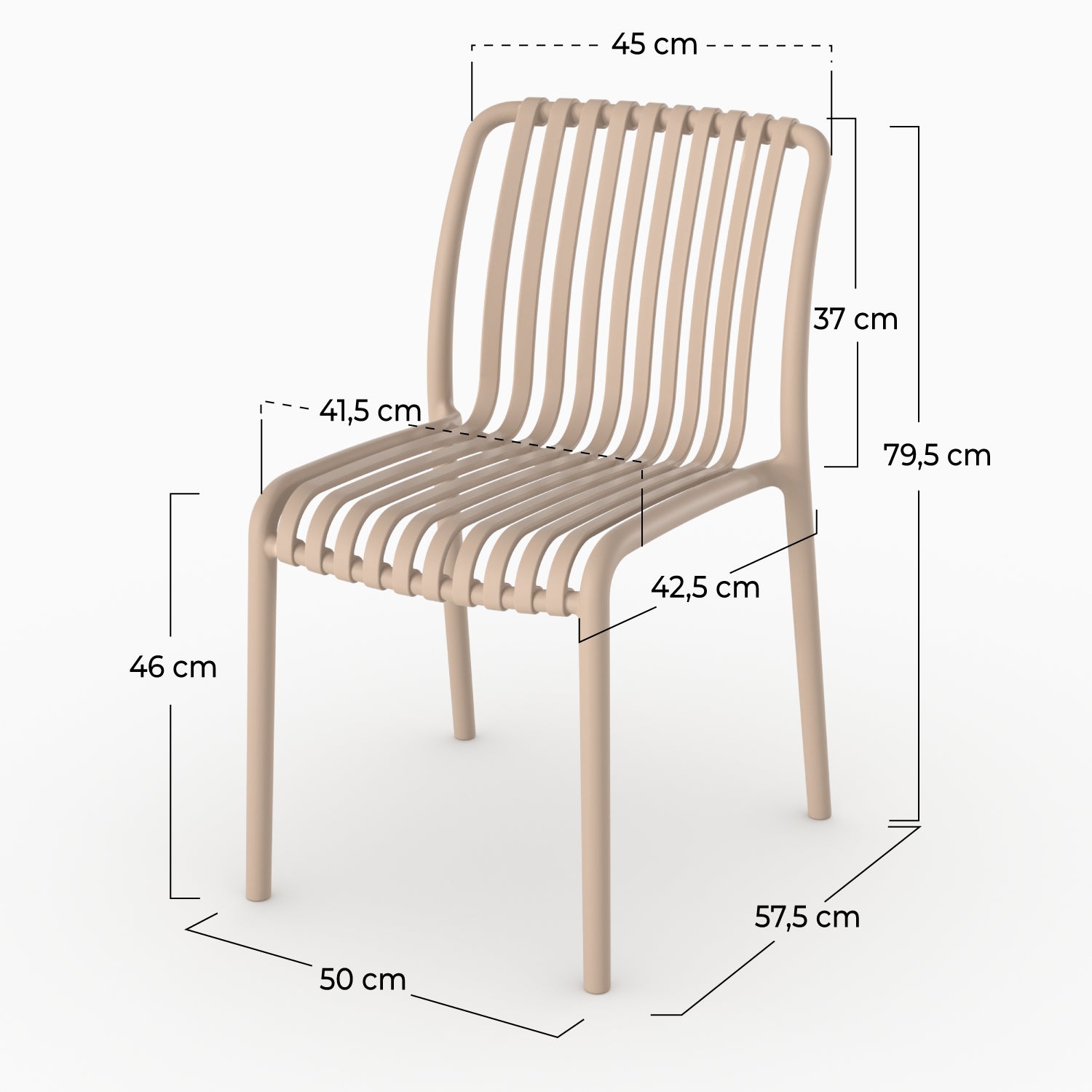 Lot de 2 chaises de jardin empilables Duli en plastique beige