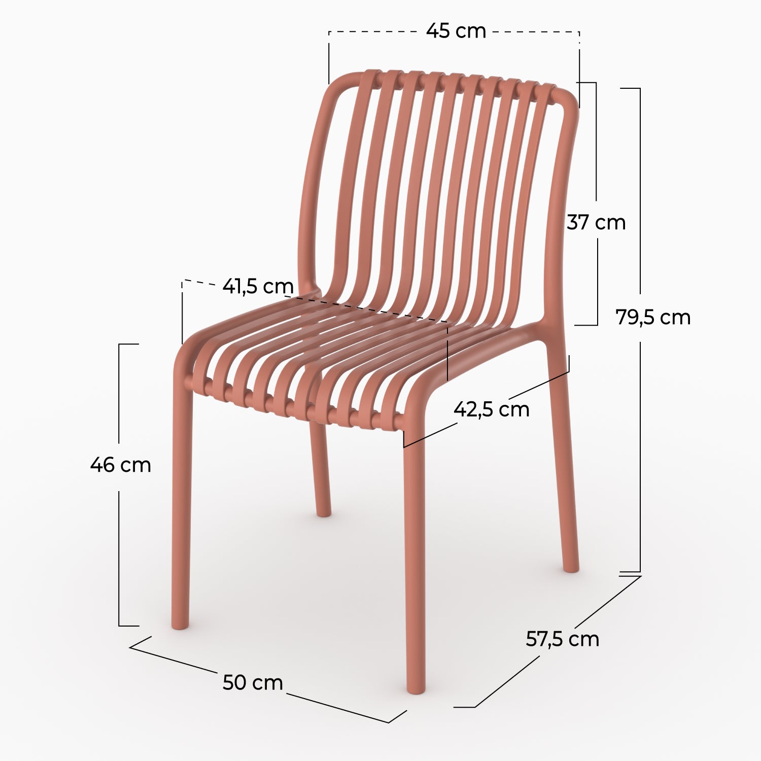 Lot de 2 chaises de jardin empilables Duli en plastique terracotta