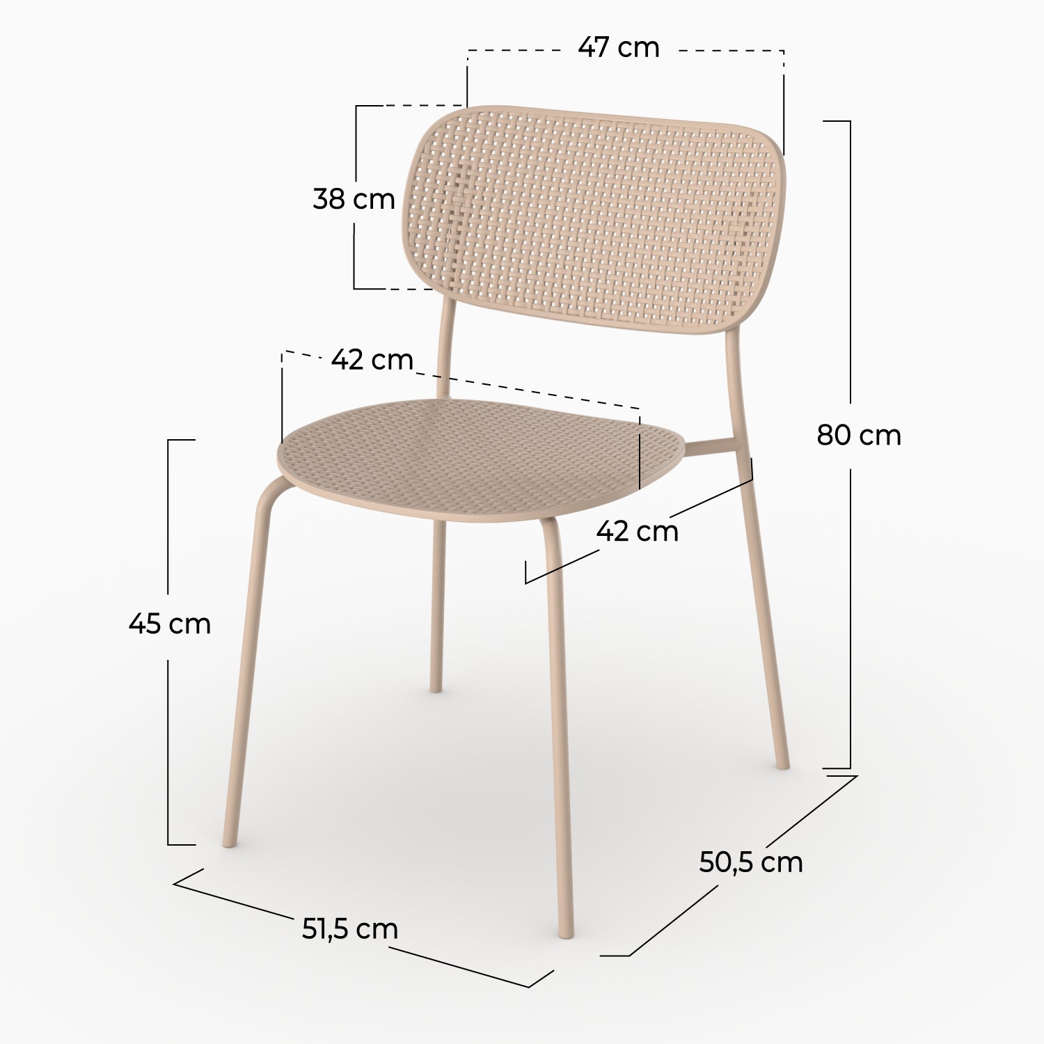Lot de 2 chaises de jardin empilables Géa en plastique beige