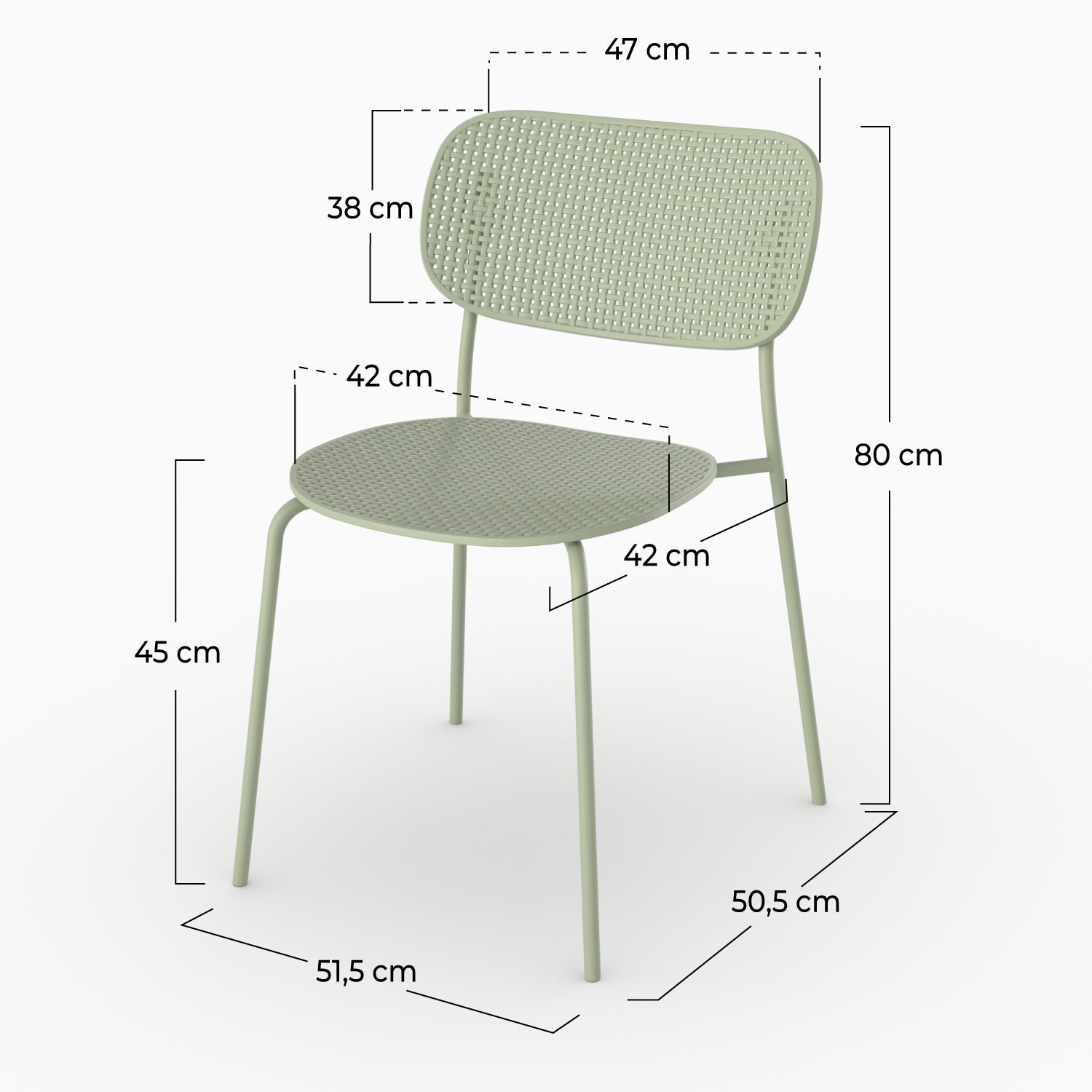 Lot de 2 chaises de jardin empilables Géa en plastique vert pastel