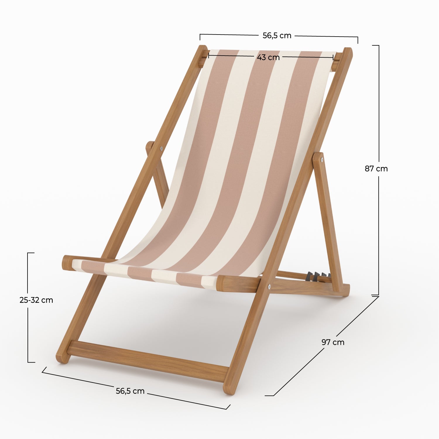 Lot de 2 chiliennes de jardin Bohol en bois d'acacia et tissu rayé écru et taupe