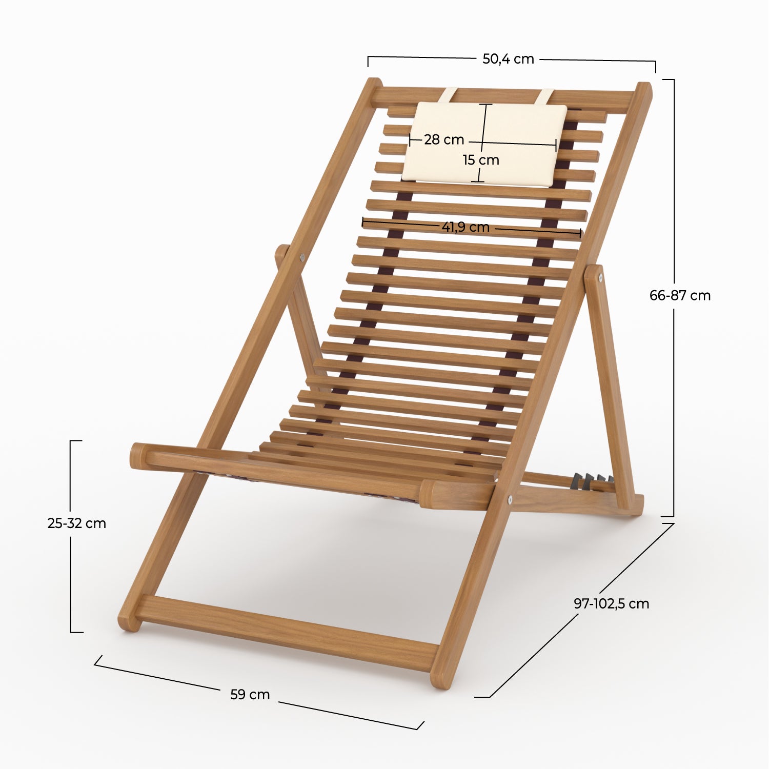 Chilienne de jardin Nacpan en bois d'acacia et tissu écru