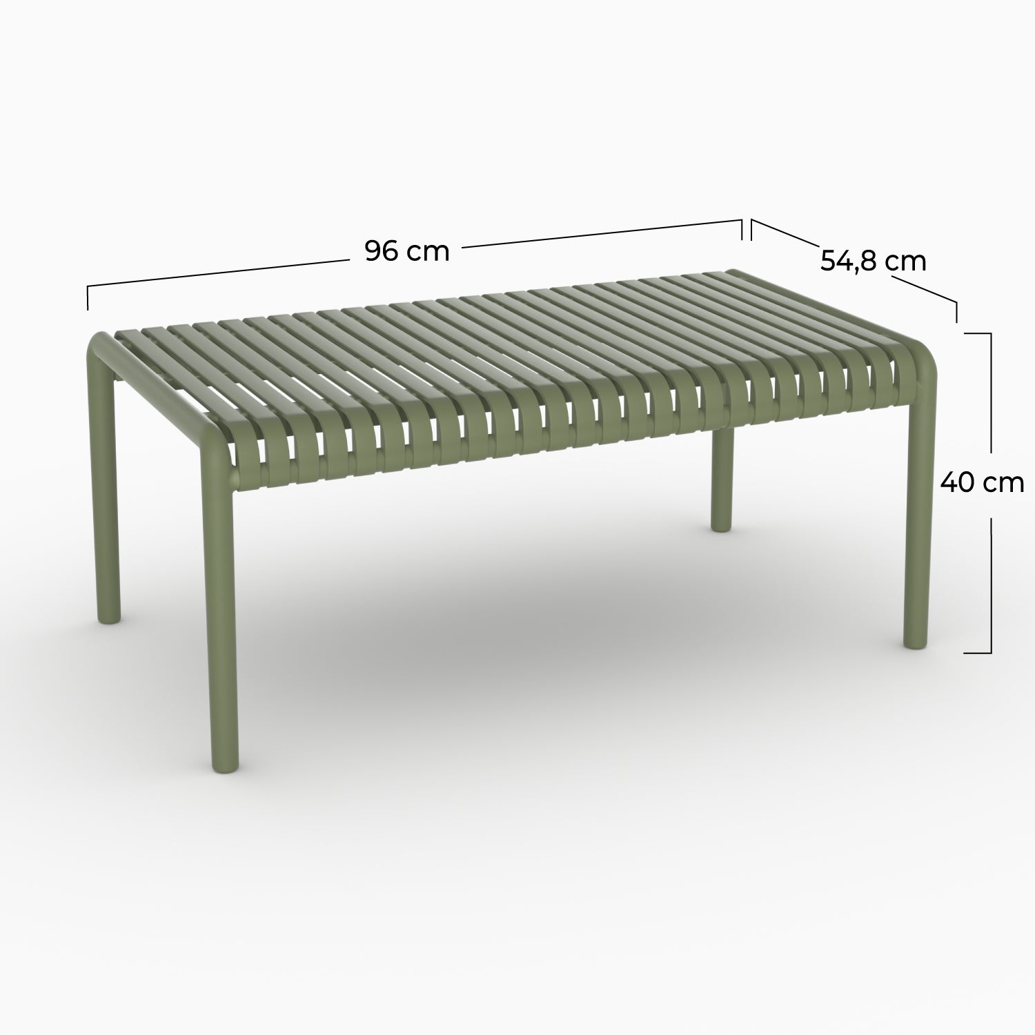 Rechteckiger Kaffeetisch Téa aus kaki-grünem Kunststoff