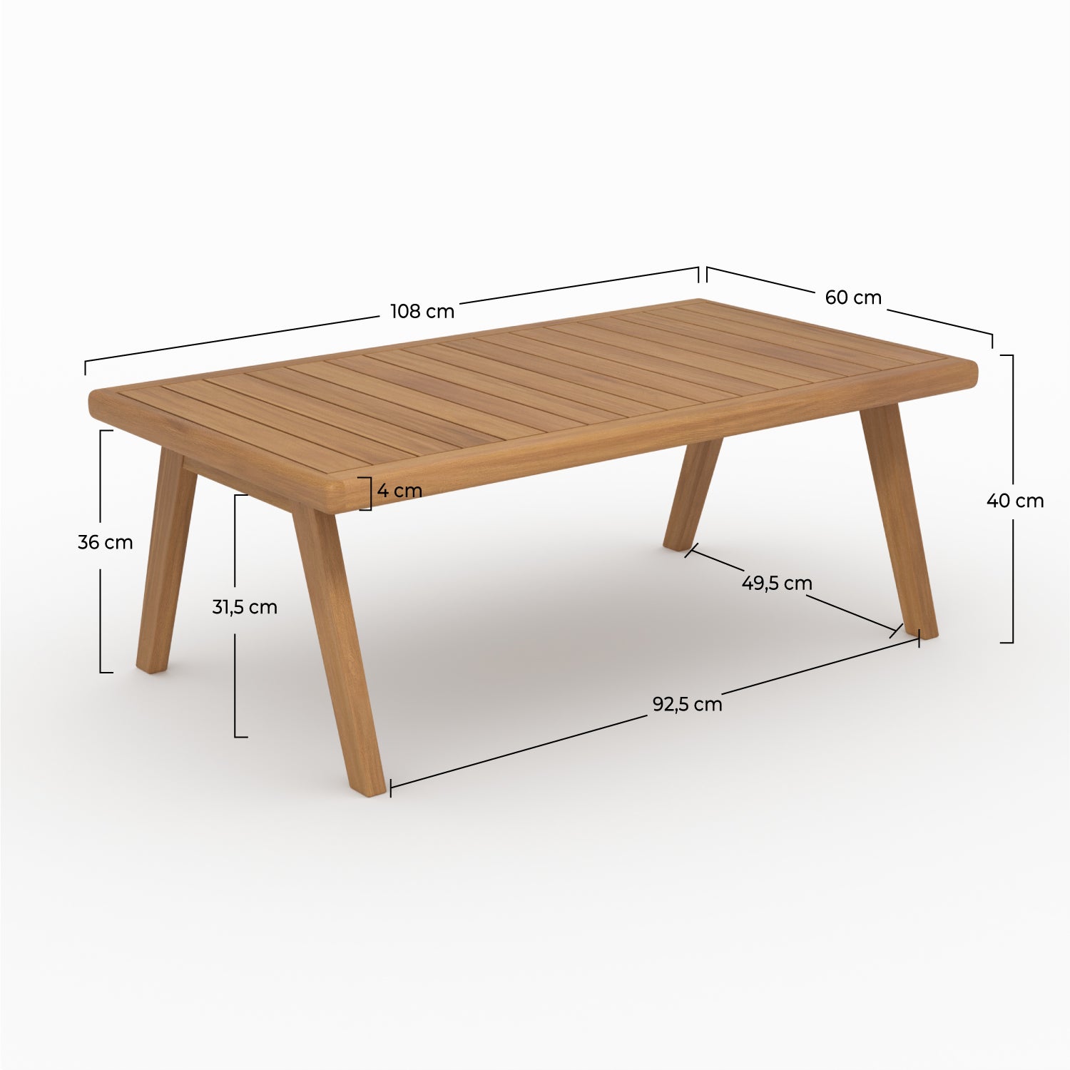 Table basse de jardin Siargao en bois d'acacia huilé