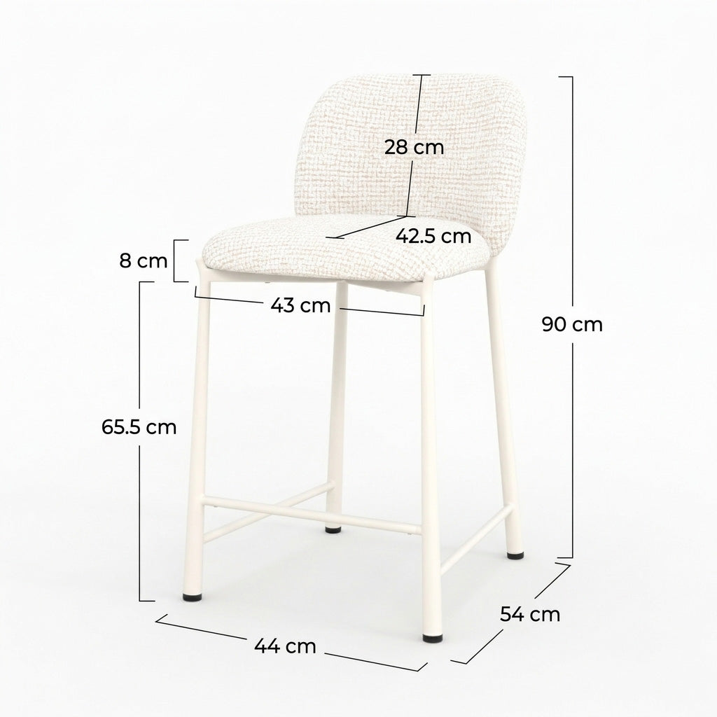 Lot de 2 chaises Bento pour ilot central 65,5 cm en tissu texturé écru chiné