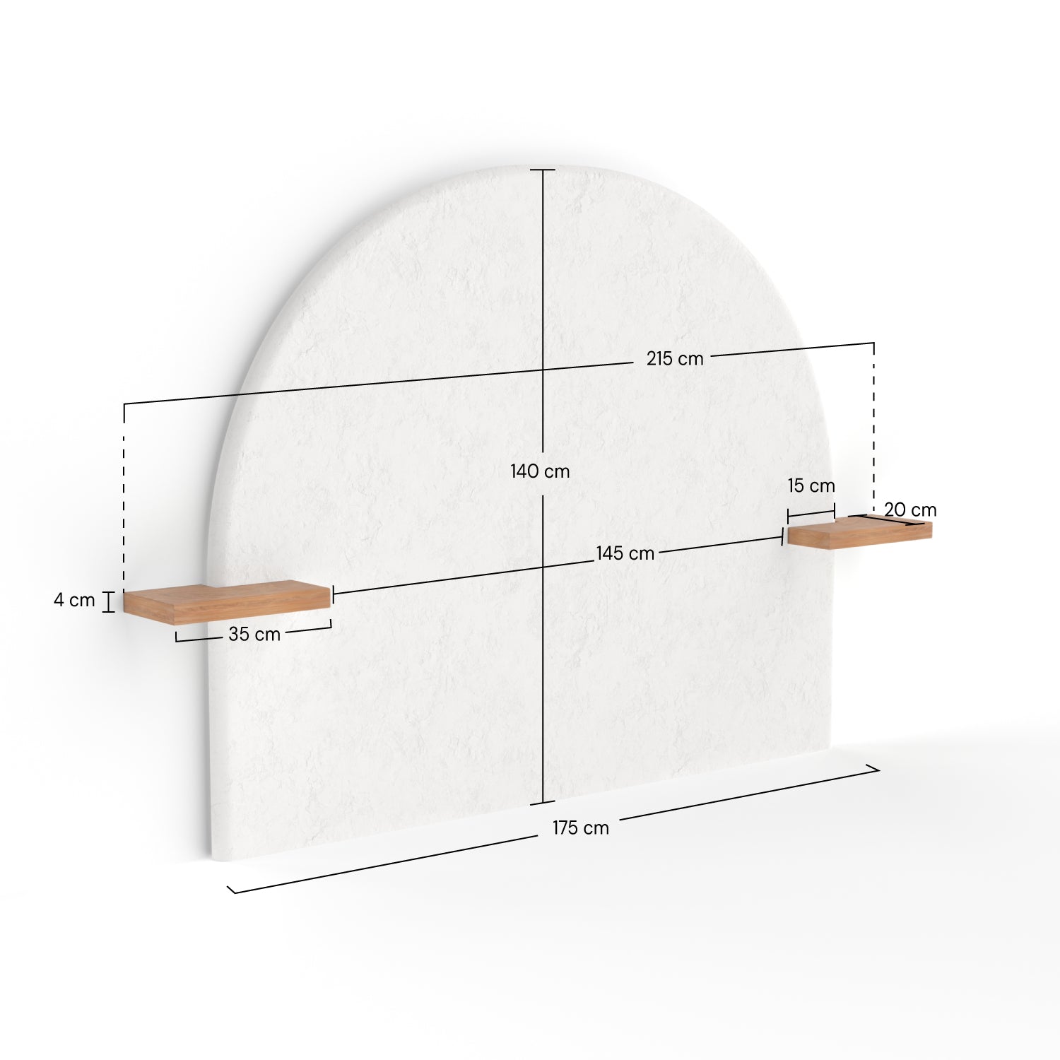 Tête de lit Fira en plâtre blanc cassé et bois d'acacia 175 cm