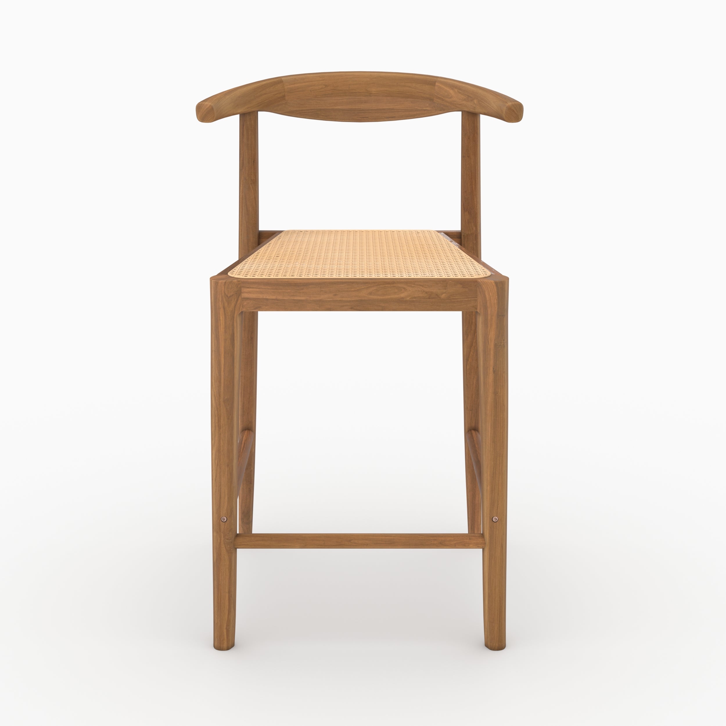 Lot de 2 chaises pour îlot central 64 cm Alia en bois de teck vernis et cannage