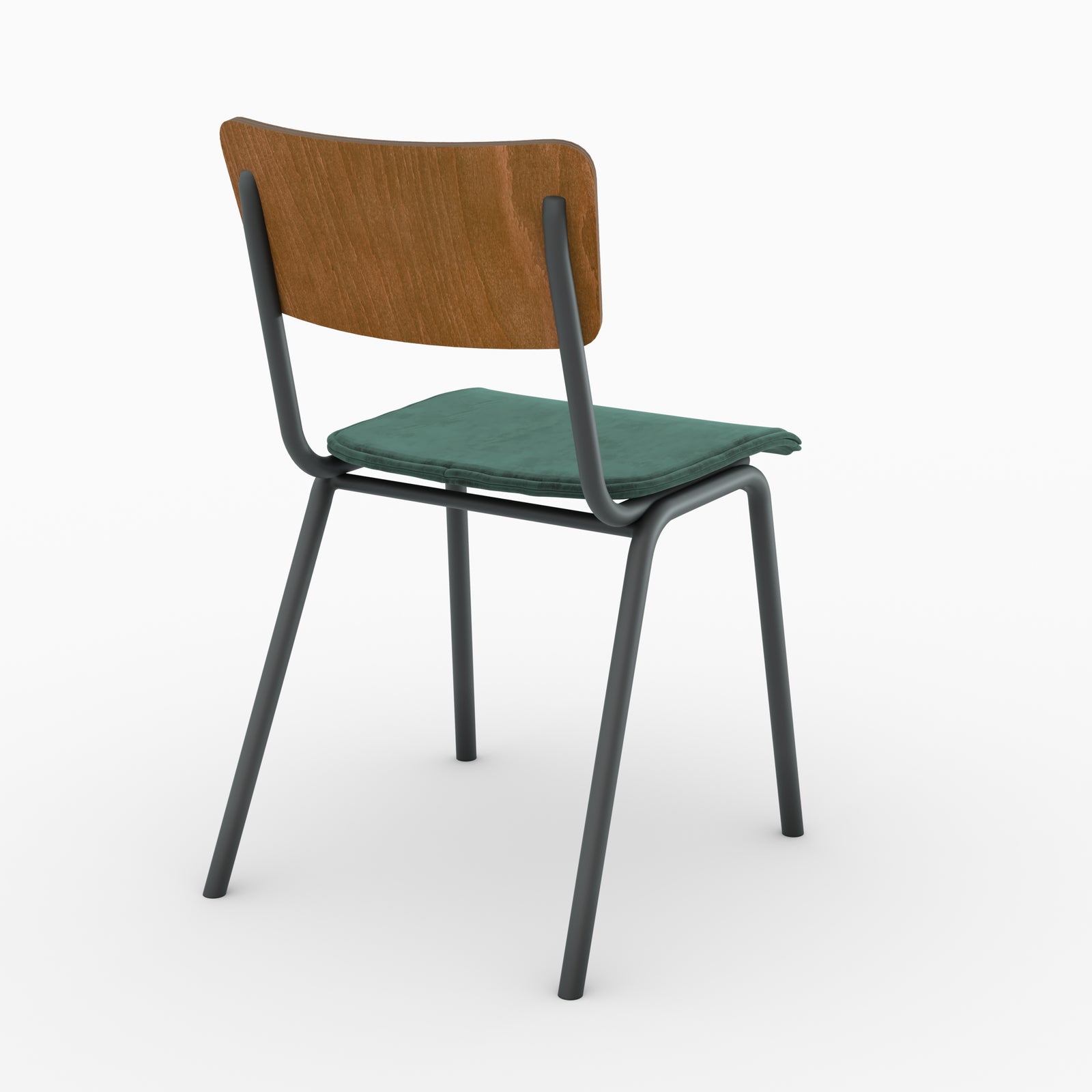 duo chaises ecolier nico velours vert bois fonce metal