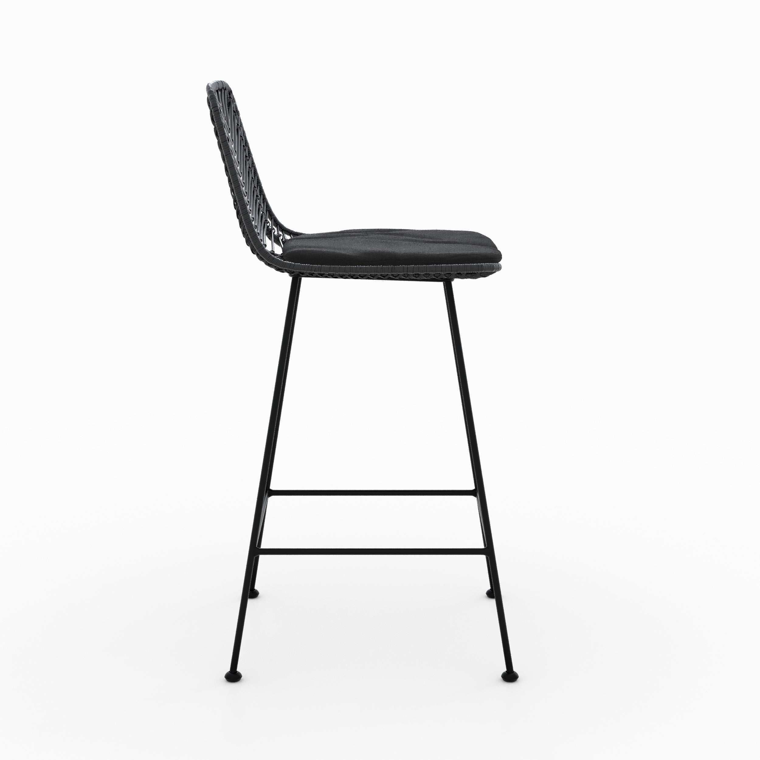 Lot de 2 chaises pour îlot central 66 cm Tamara en rotin noir