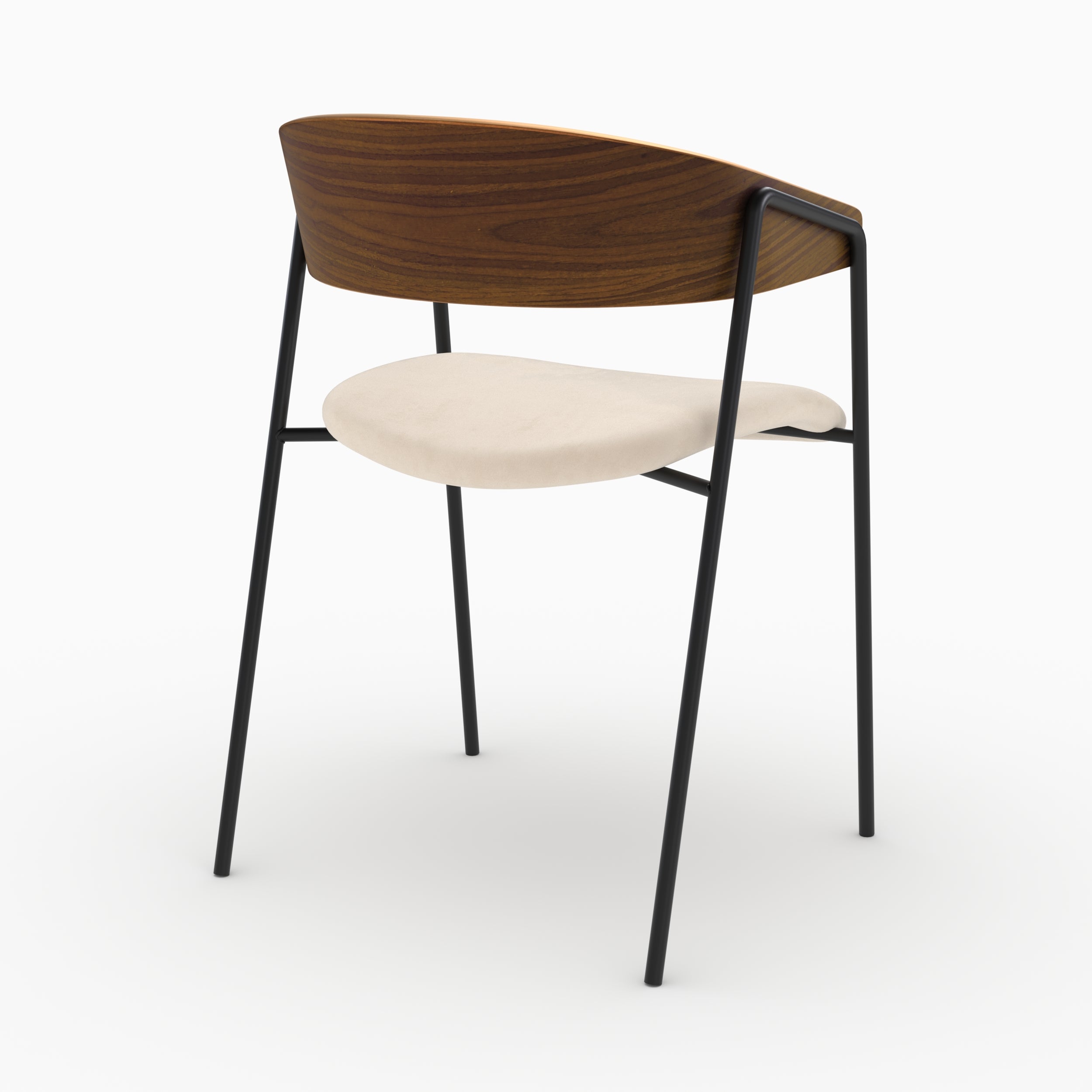 Lot de 2 chaises Esmée en velours blanc cassé et bois de noyer