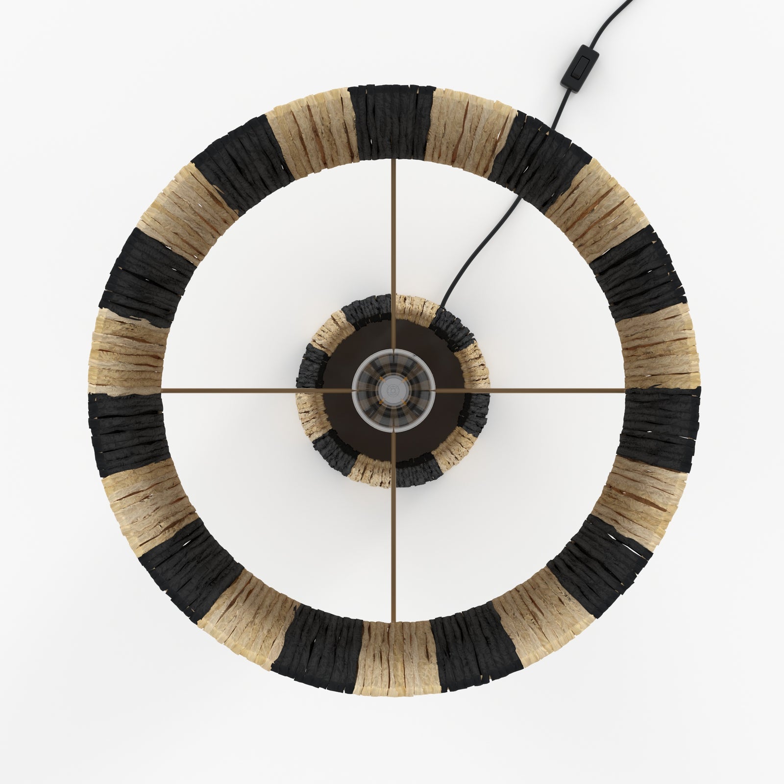 eclairage boheme grande lampe rayee noire solea palmier