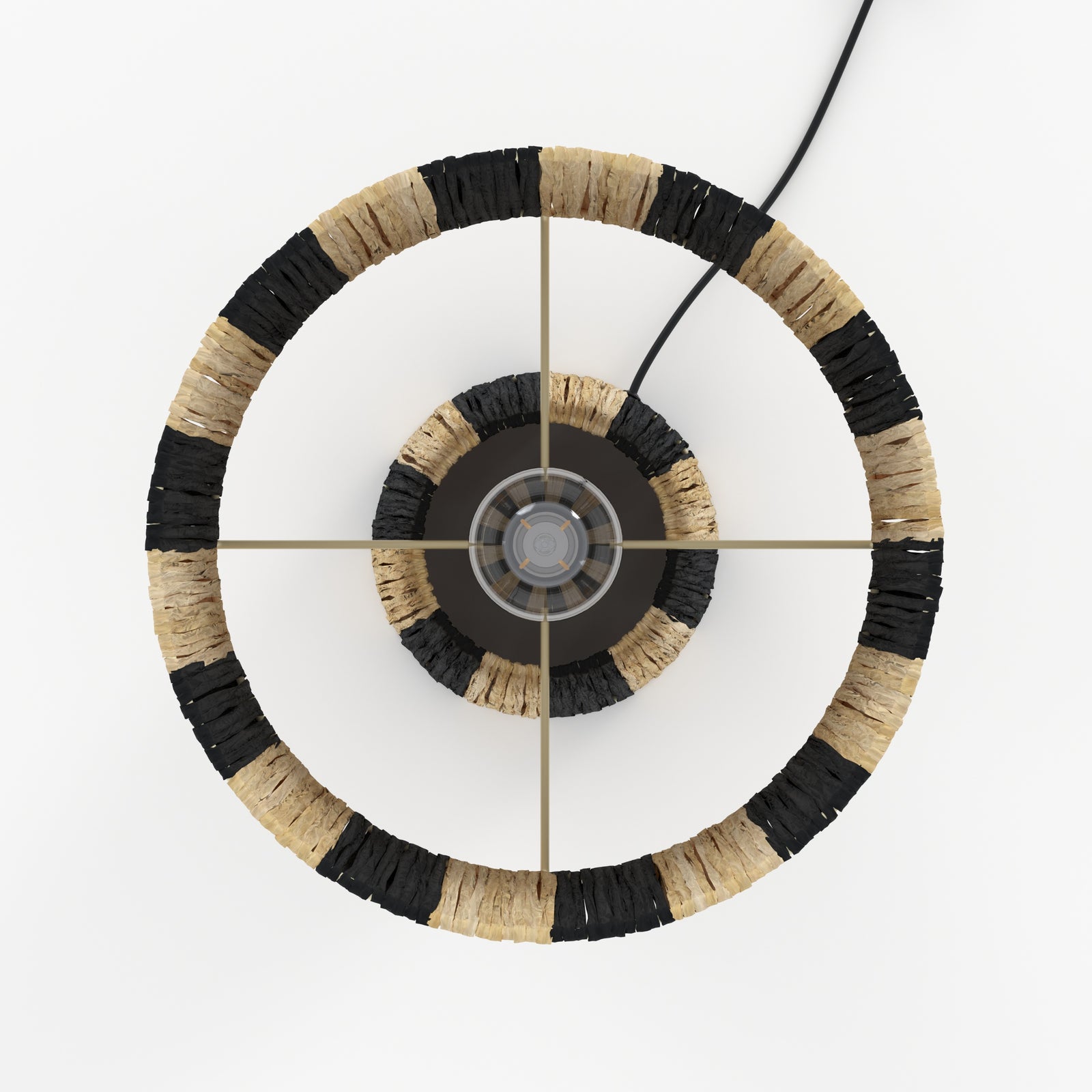 eclairage boheme lampe solea rayee noire palmier