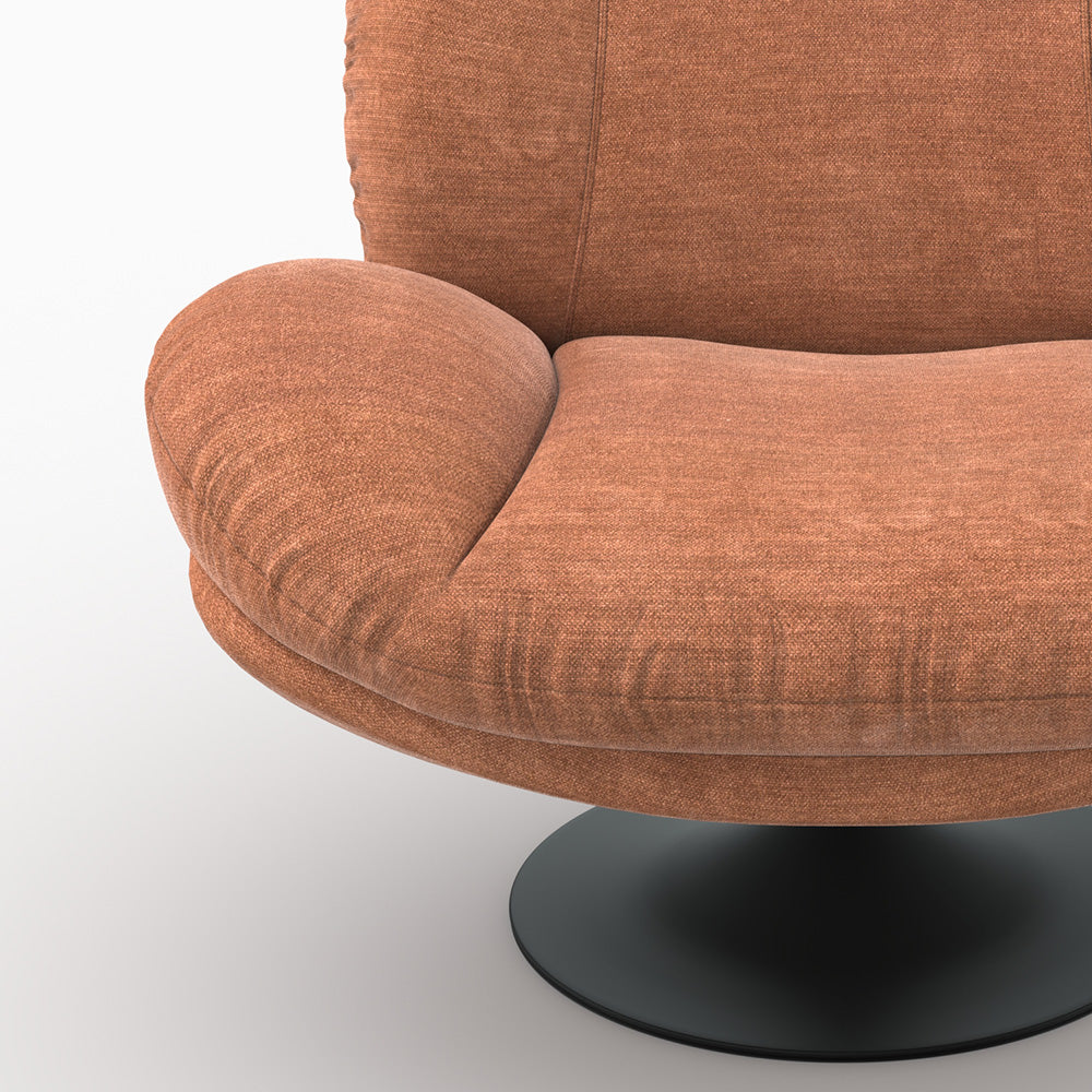 Sillón giratorio Ricci en tejido efecto terciopelo marrón