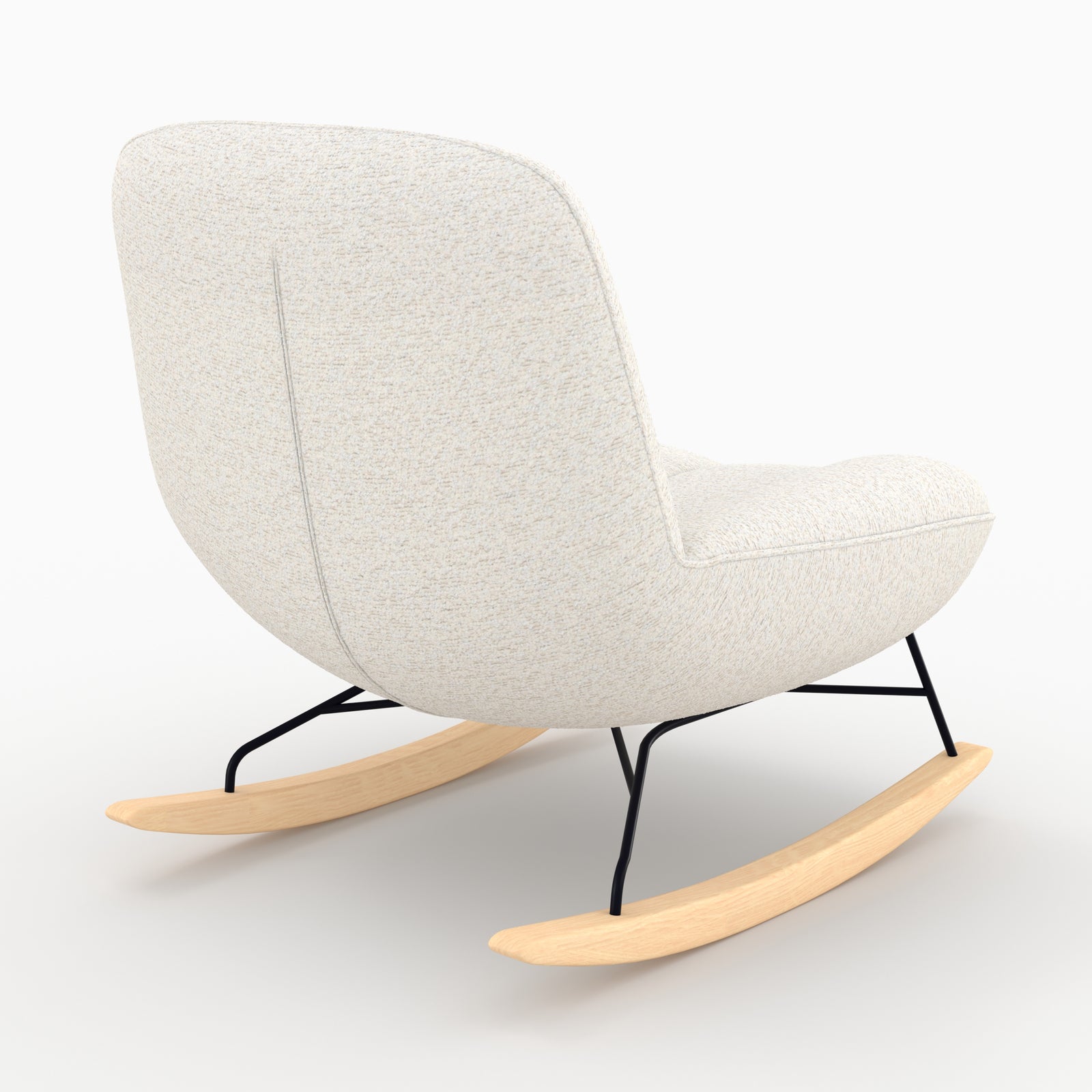 elvis rocking chair en tissu boucle blanc casse