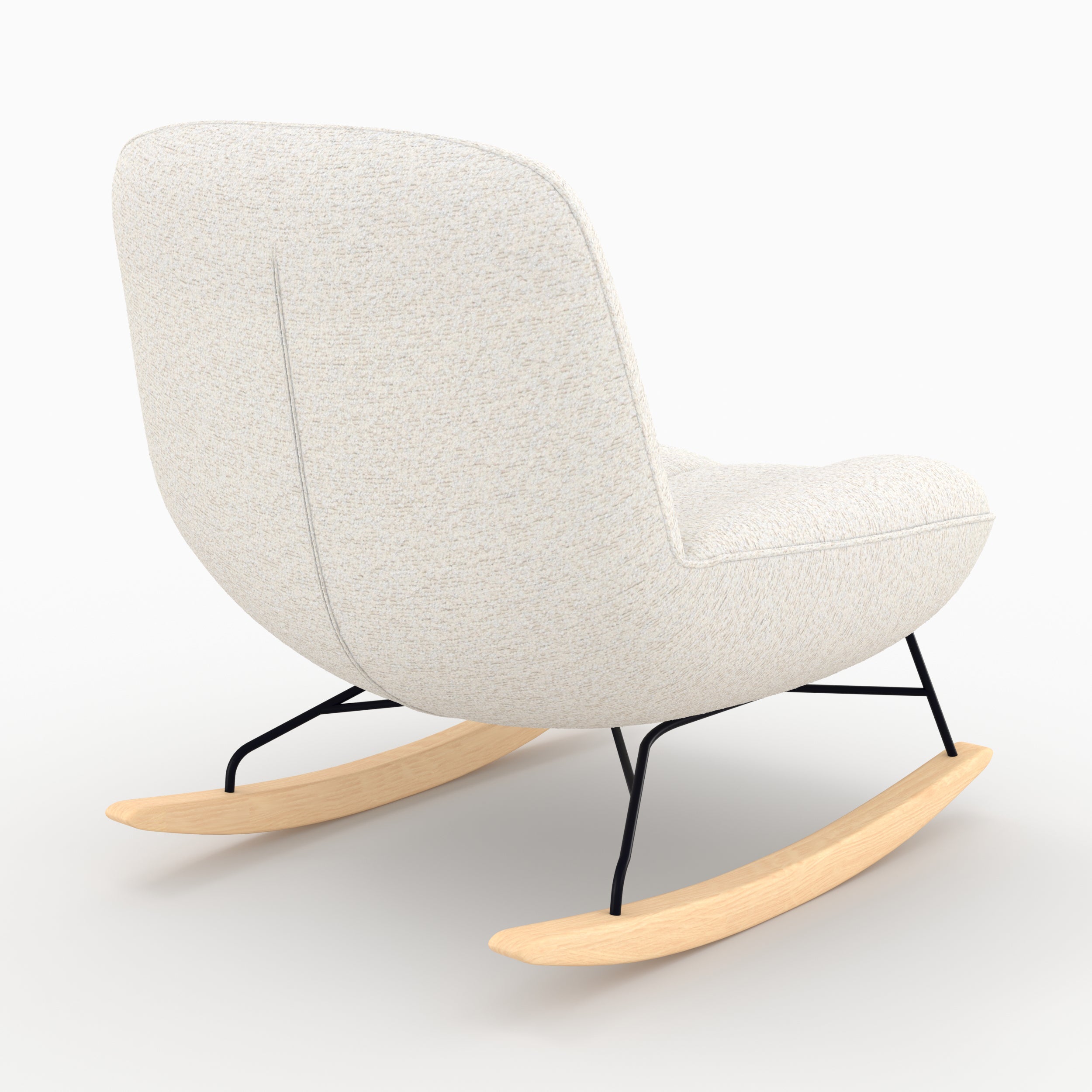 elvis rocking chair en tissu boucle blanc casse