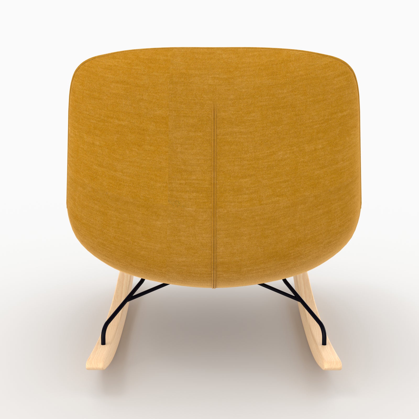 elvis rocking chair en tissu effet velours jaune moutarde