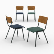 ensemble 4 chaises velours bleu vert nico ecolier