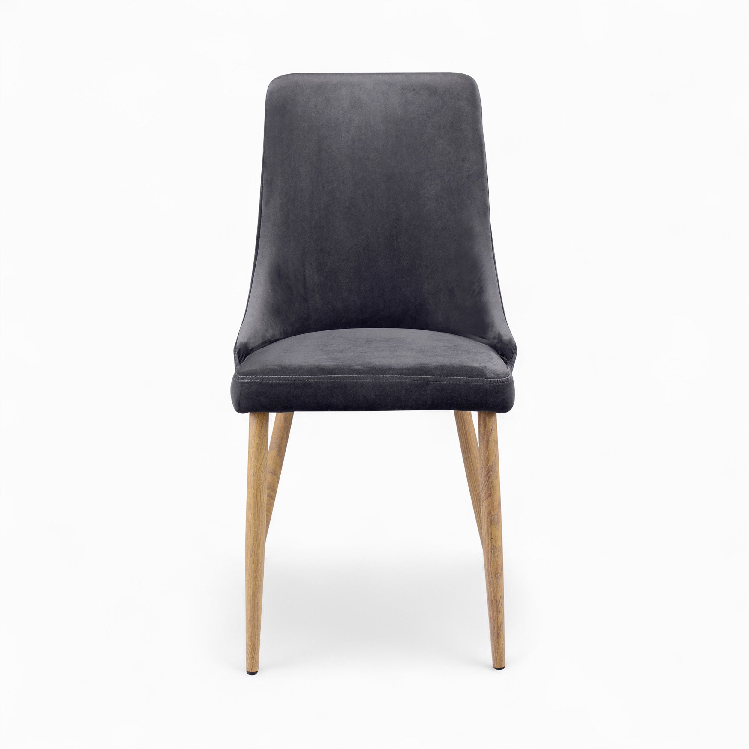 ensemble 4 chaises velours vinni bleu et gris dossier haut rendez vous deco