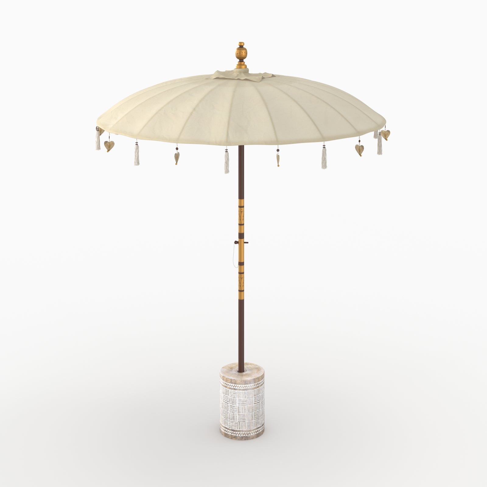 ensemble ali tissu creme et pied de parasol bois