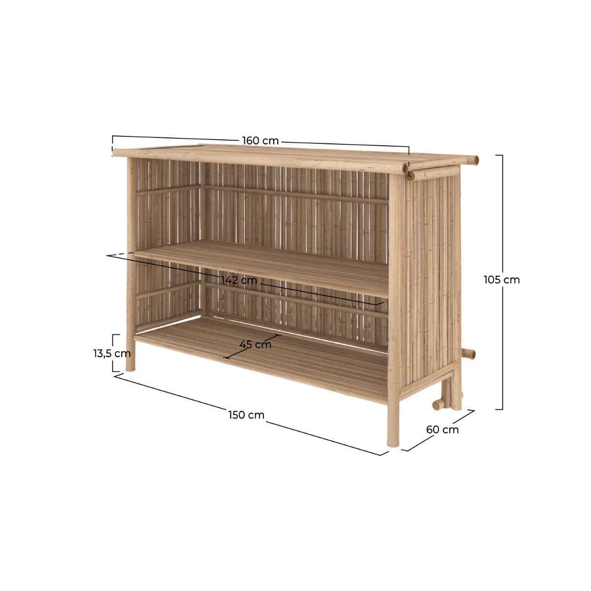 ensemble bar et chaise de bar en bambou lot de 2 vadella