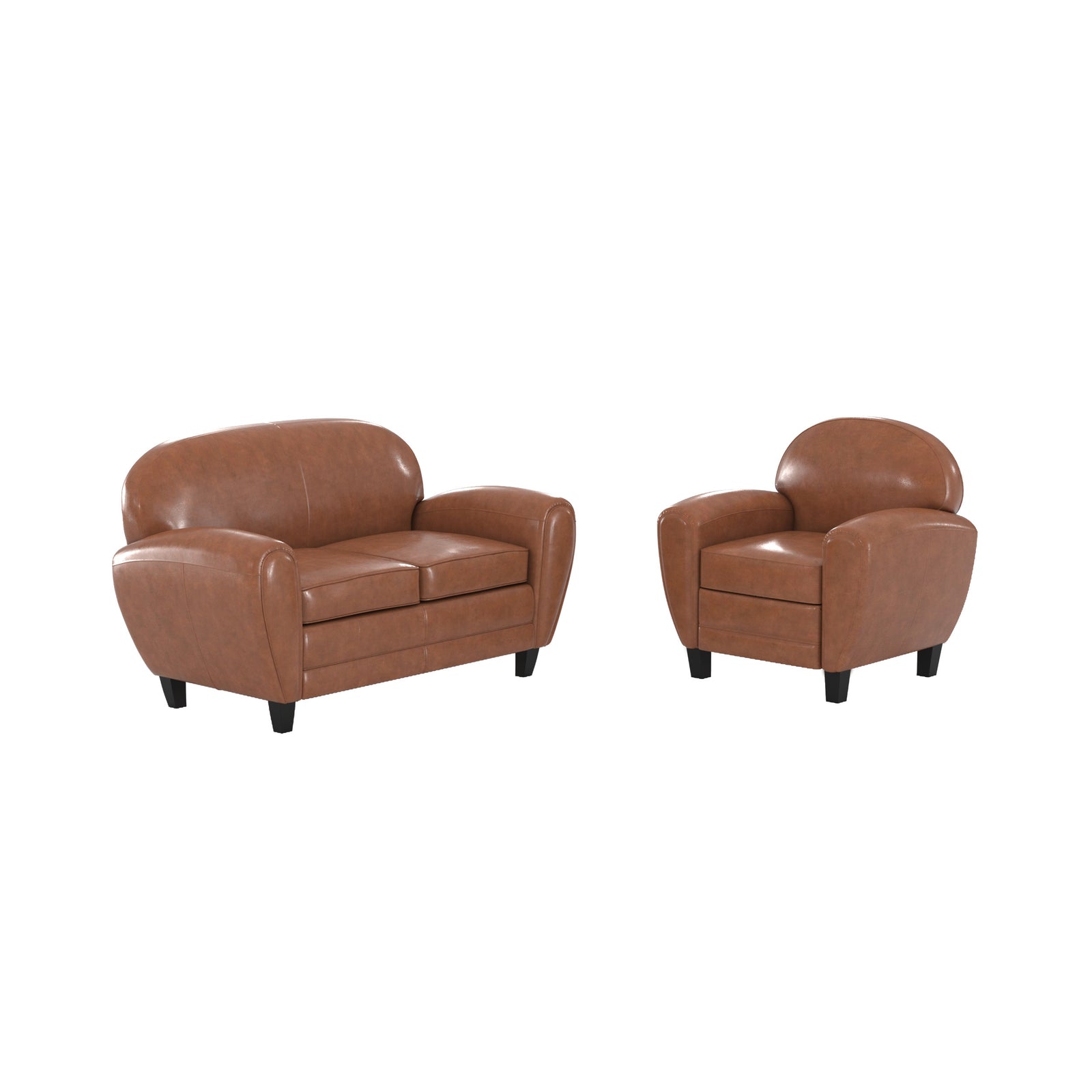 ensemble canape en croute de cuir marron club 