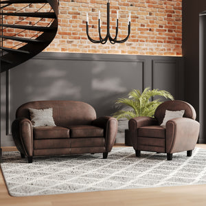 ensemble canape et fauteuil club marron 3 personnes