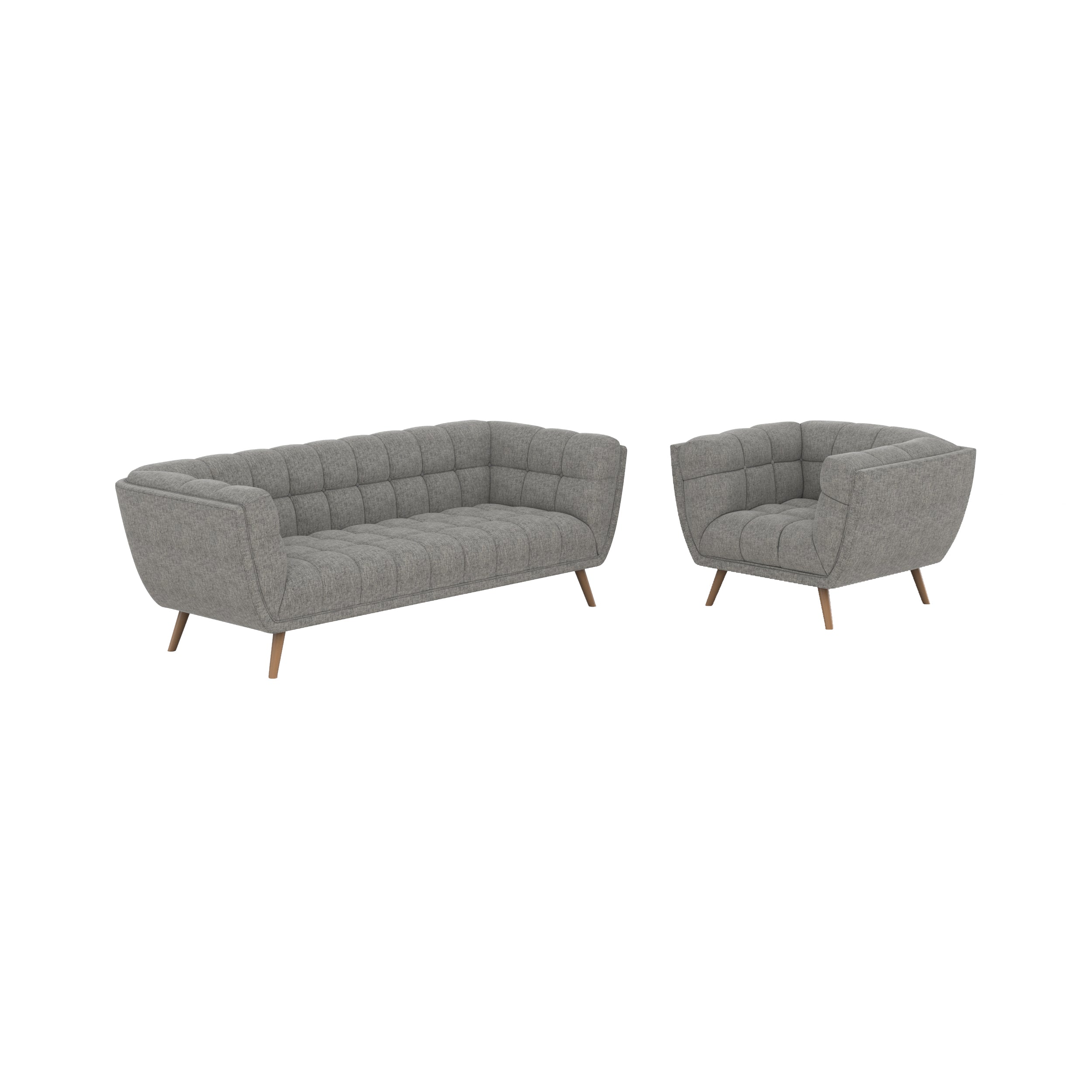 ensemble canape et fauteuil en tissu gris 4 places carmen fond blanc