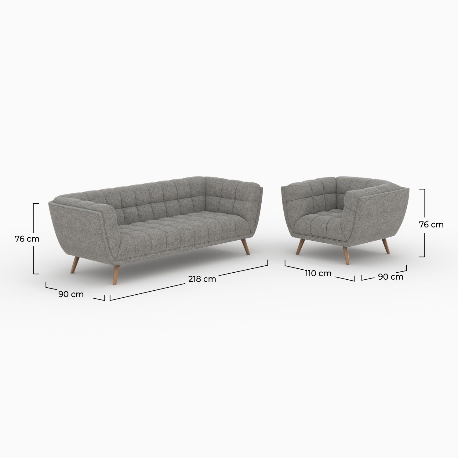 ensemble canape et fauteuil en tissu gris carmen rdv deco