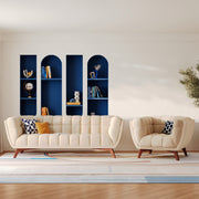 Ensemble canapé et fauteuil Mona en velours beige 4 places