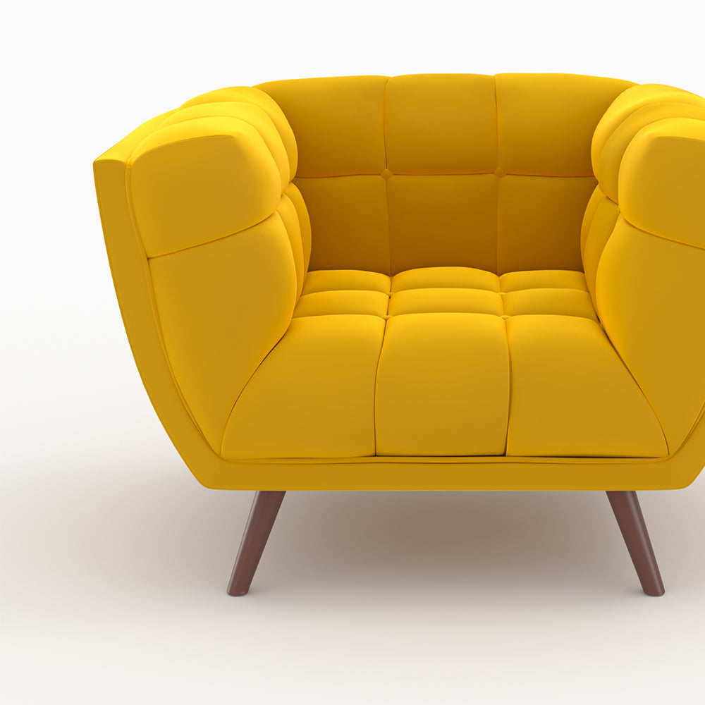 ensemble canape et fauteuil mona en velours jaune salon