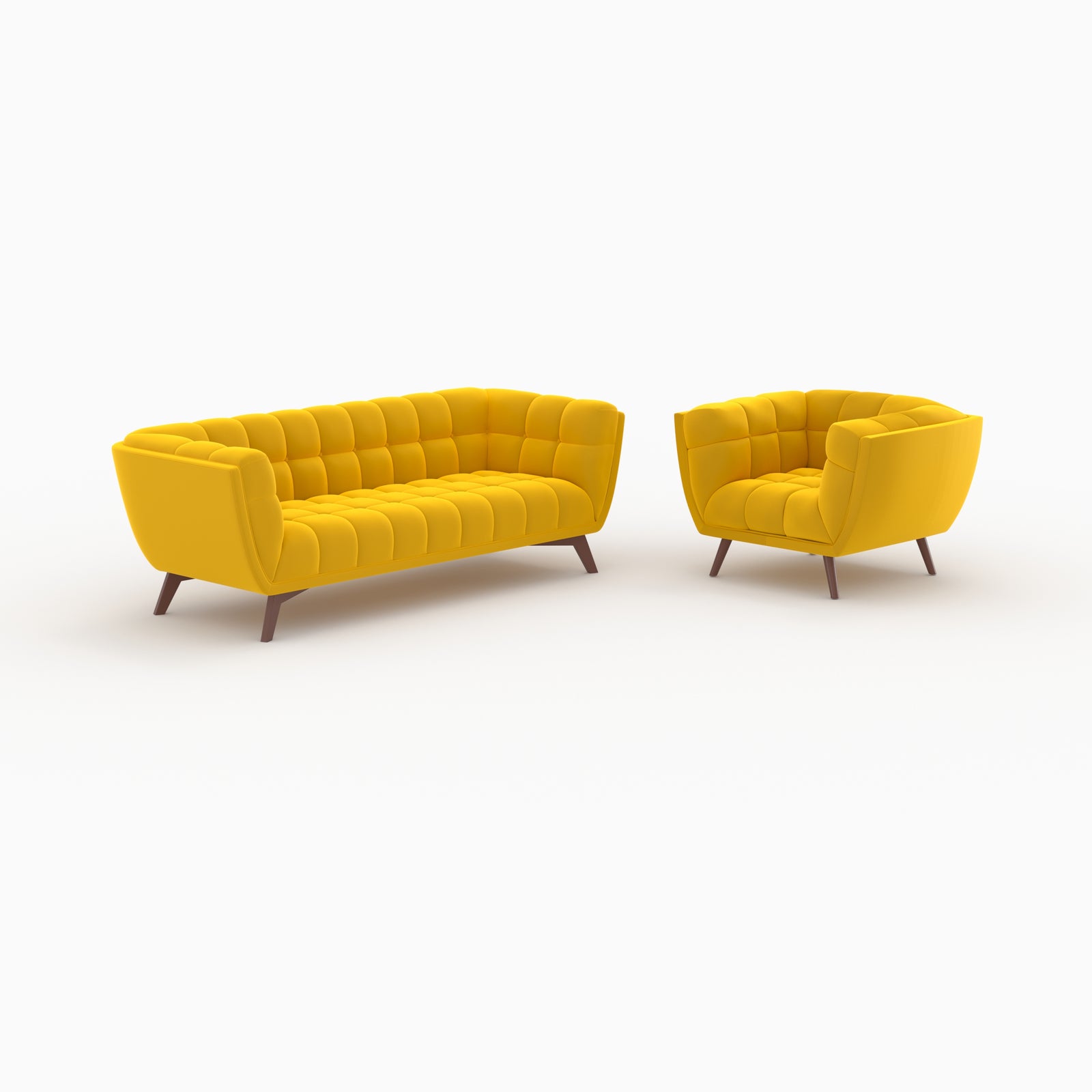 ensemble canape et fauteuil mona en velours jaune