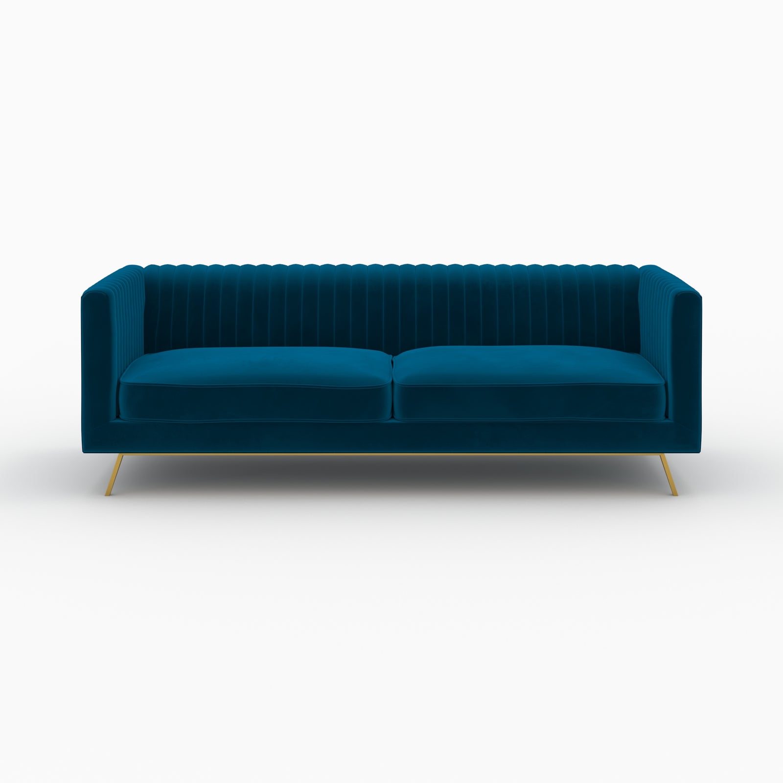 ensemble canape fauteuil gatsby velours bleu fonce pieds dores