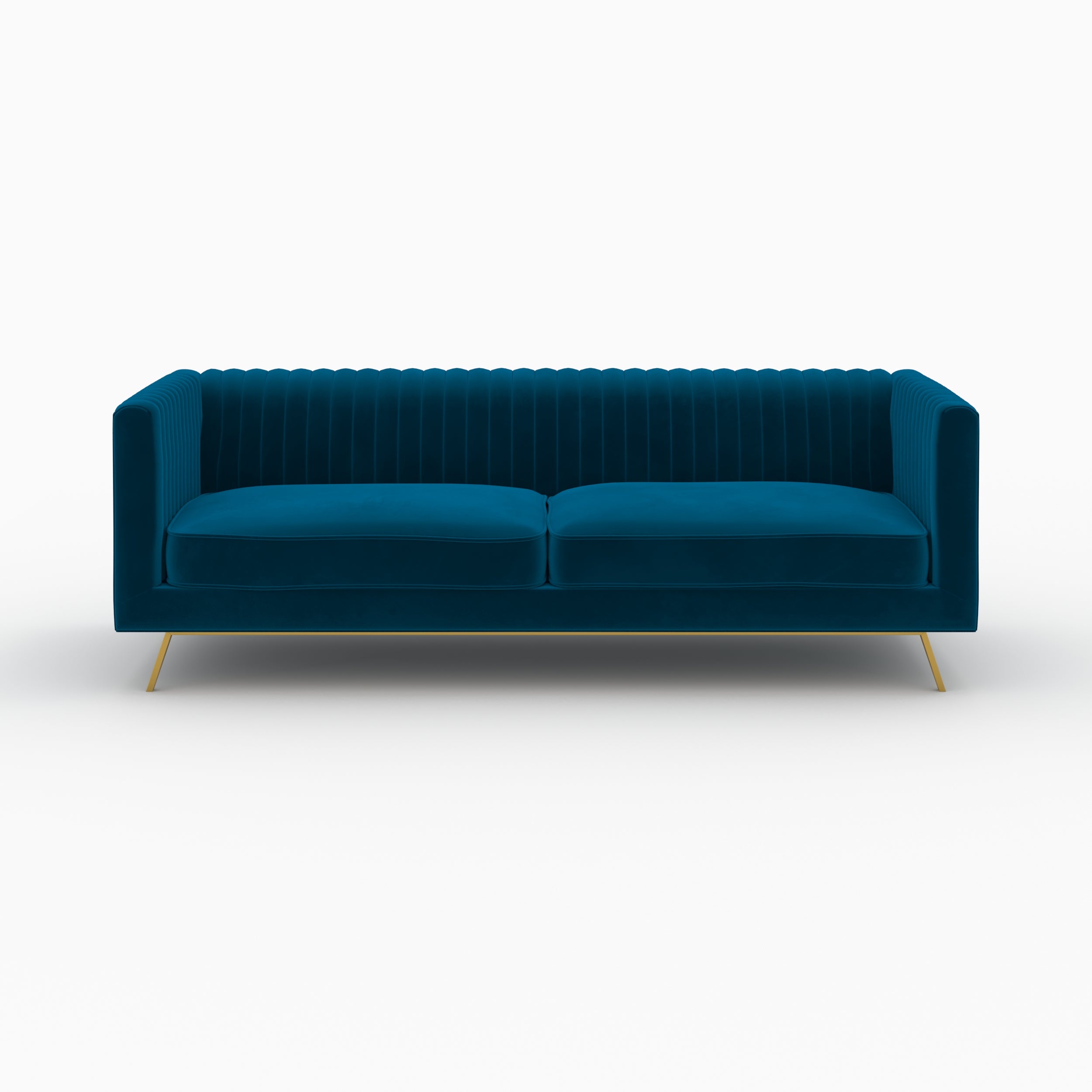 ensemble canape fauteuil gatsby velours bleu fonce pieds dores